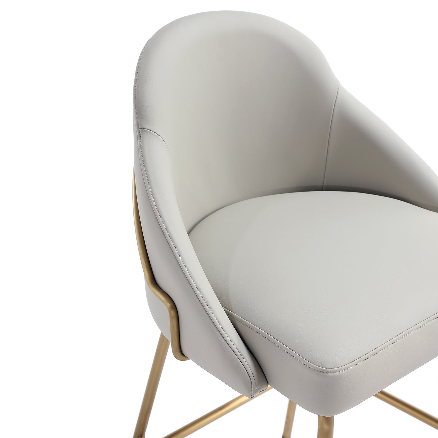 Gracie Modern Metal Upholstered Barstool in Stone Gray and Gold BS022-GST