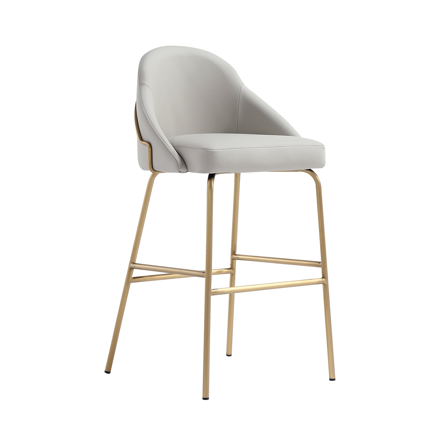 Gracie Modern Metal Upholstered Barstool in Stone Gray and Gold BS022-GST