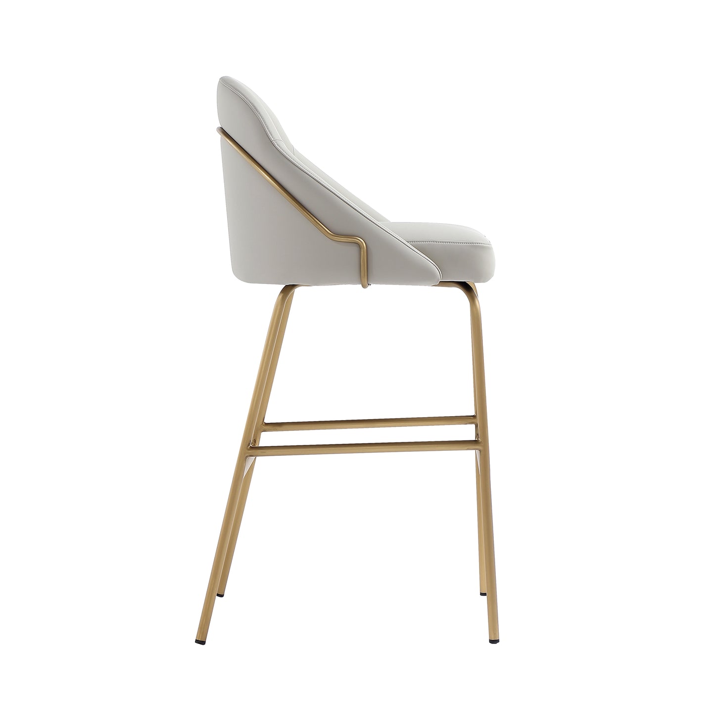 Gracie Modern Metal Upholstered Barstool in Stone Gray and Gold BS022-GST