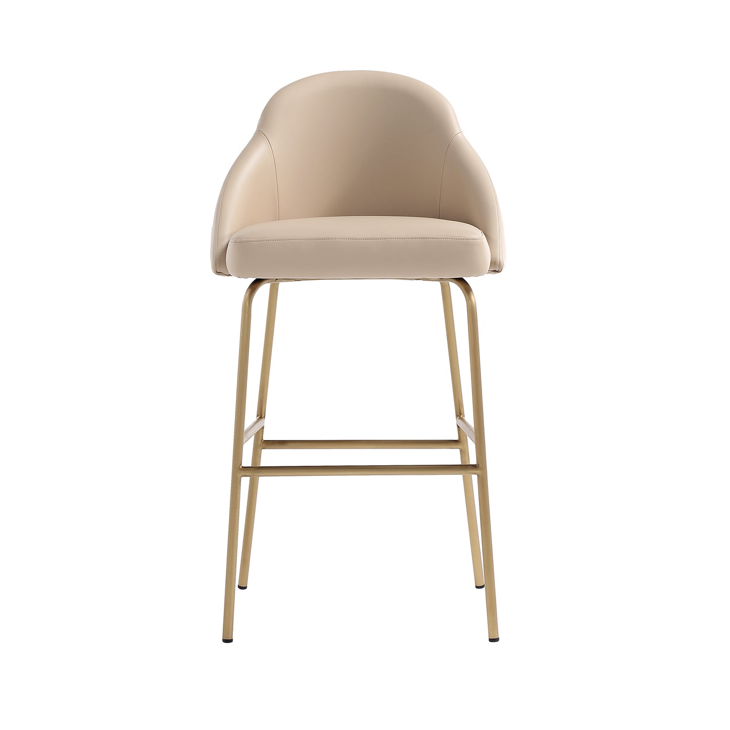 Gracie Modern Metal Upholstered Barstool in Tan and Gold BS022-GTN