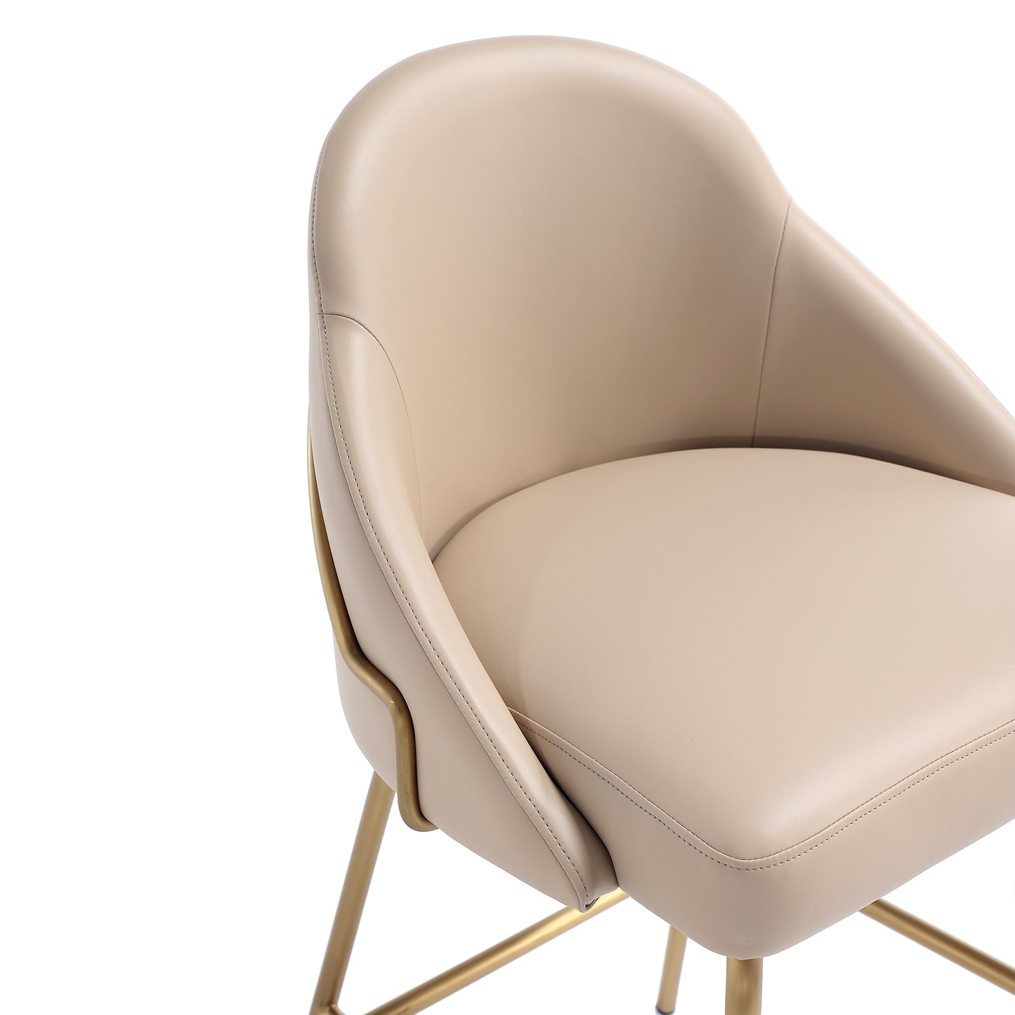 Gracie Modern Metal Upholstered Barstool in Tan and Gold BS022-GTN