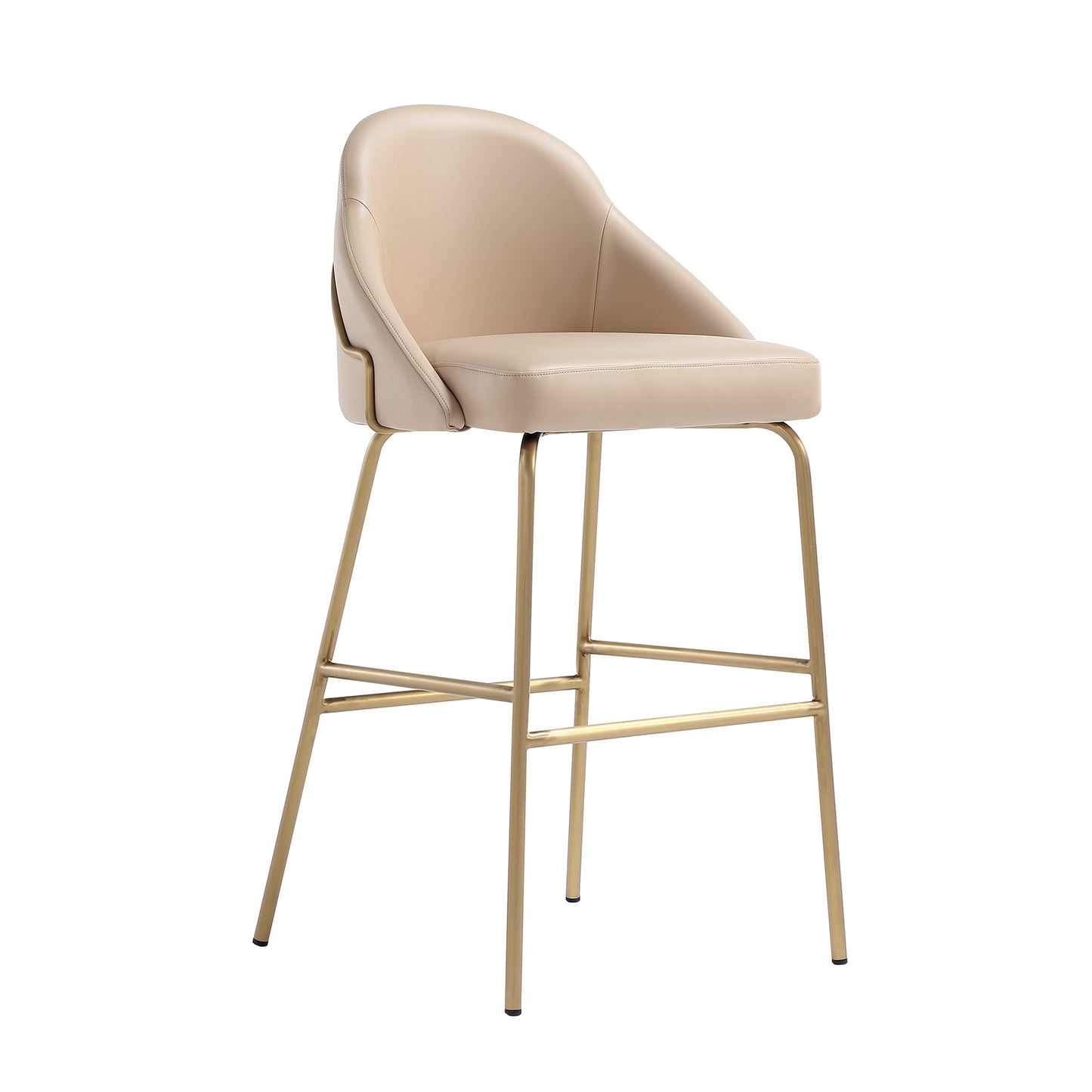 Gracie Modern Metal Upholstered Barstool in Tan and Gold BS022-GTN