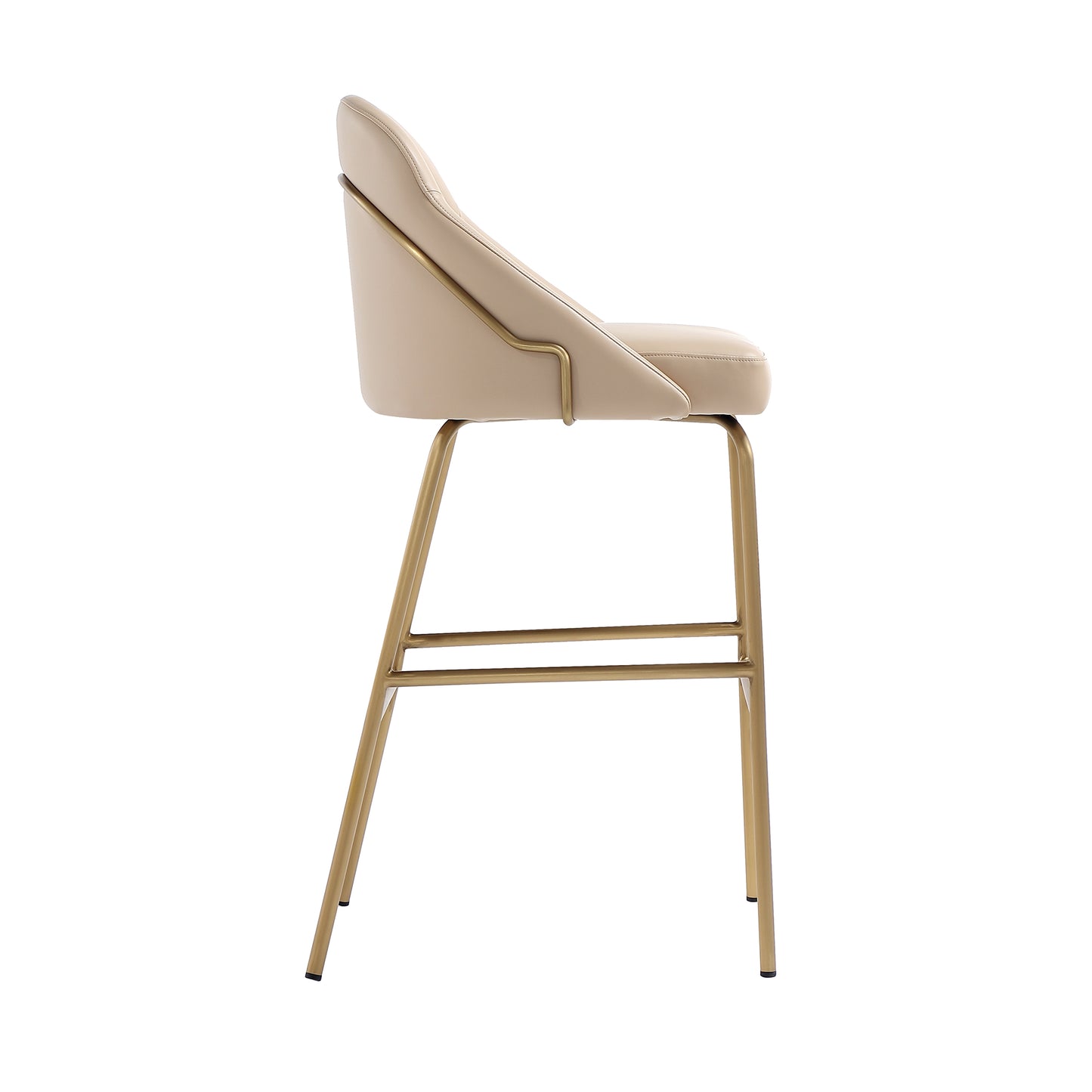 Gracie Modern Metal Upholstered Barstool in Tan and Gold BS022-GTN