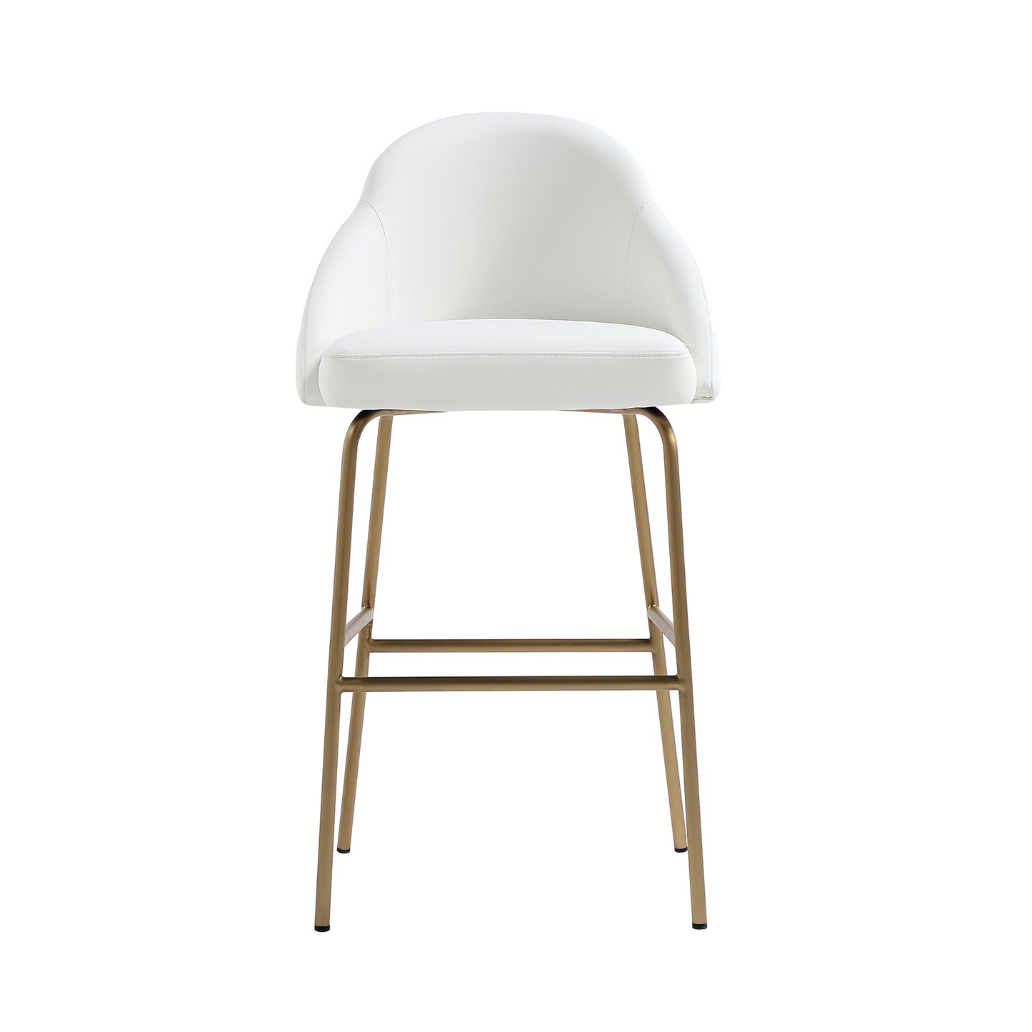 Gracie Modern Metal Upholstered Barstool in White and Gold BS022-GWH