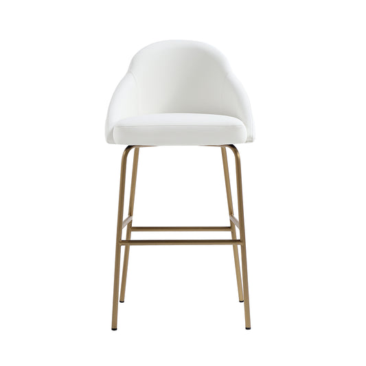 Gracie Modern Metal Upholstered Barstool in White and Gold BS022-GWH