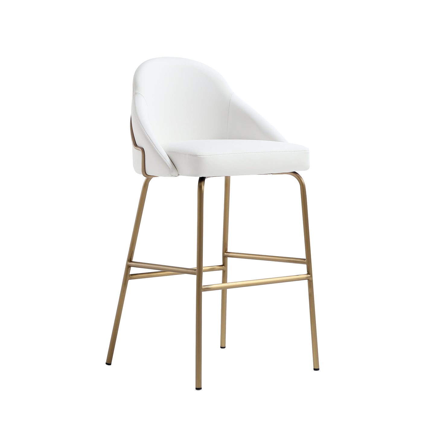 Gracie Modern Metal Upholstered Barstool in White and Gold BS022-GWH