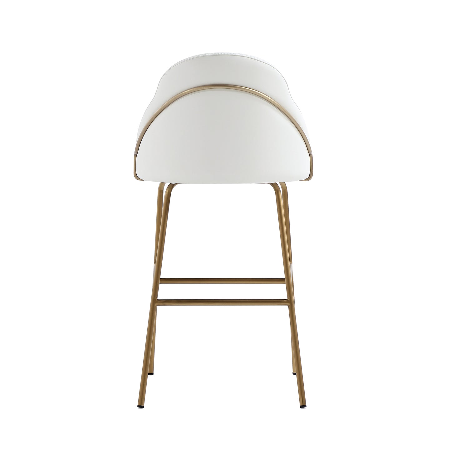 Gracie Modern Metal Upholstered Barstool in White and Gold BS022-GWH
