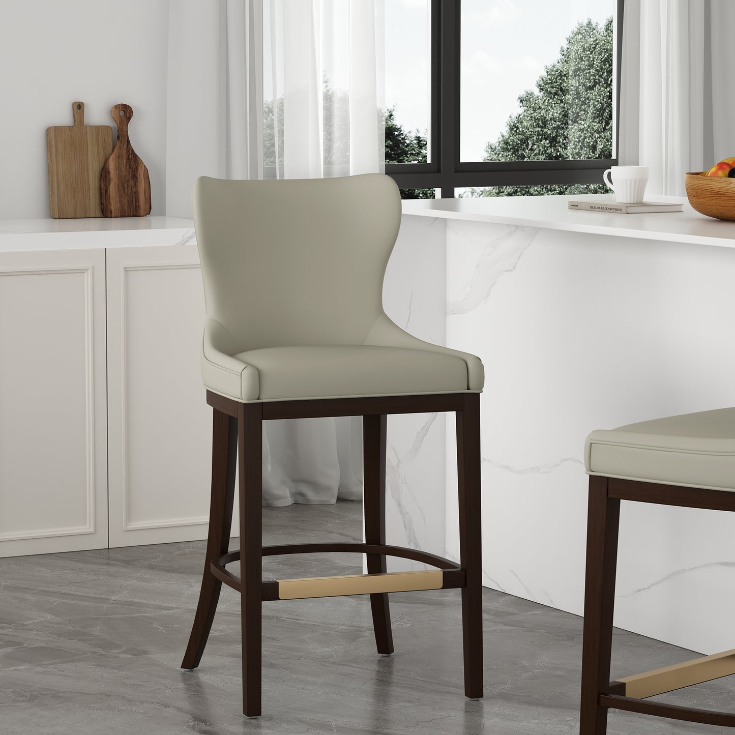 Blair Modern Wood Upholstered Barstool in Stone BS023-ST