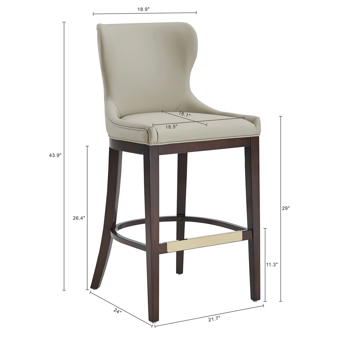 Blair Modern Wood Upholstered Barstool in Stone BS023-ST