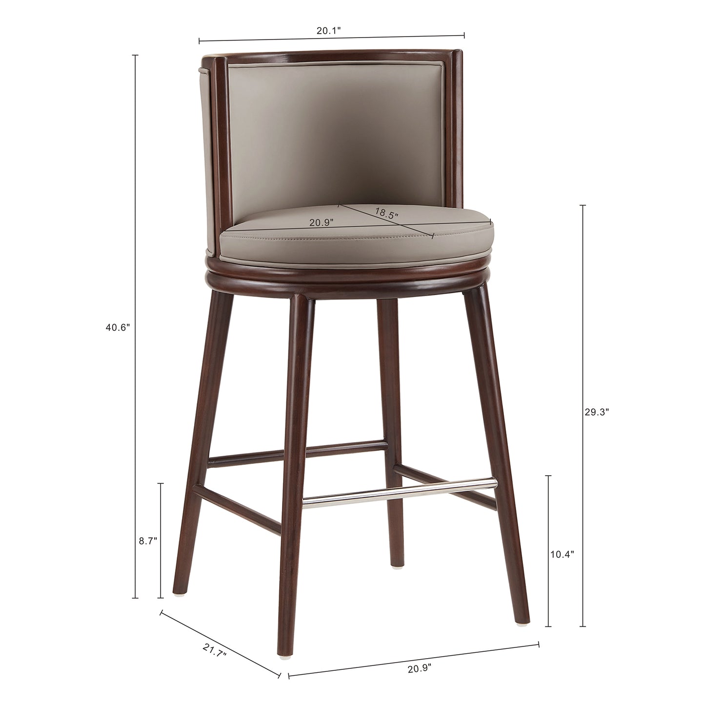 Evalyn Modern Wood Upholstered Barstool in Taupe BS024-TP