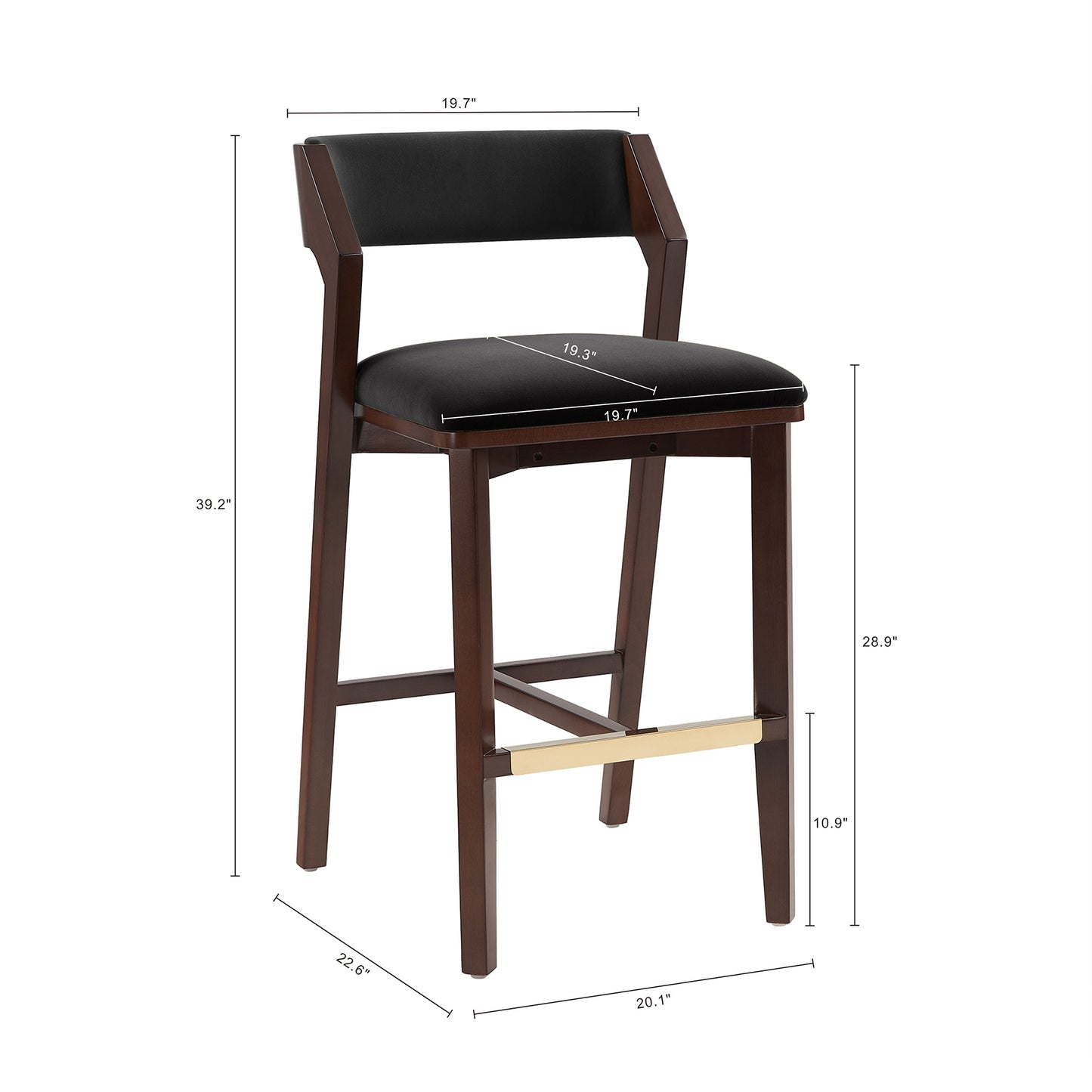 Patricia Modern Wood Upholstered Barstool in Black BS026-BK