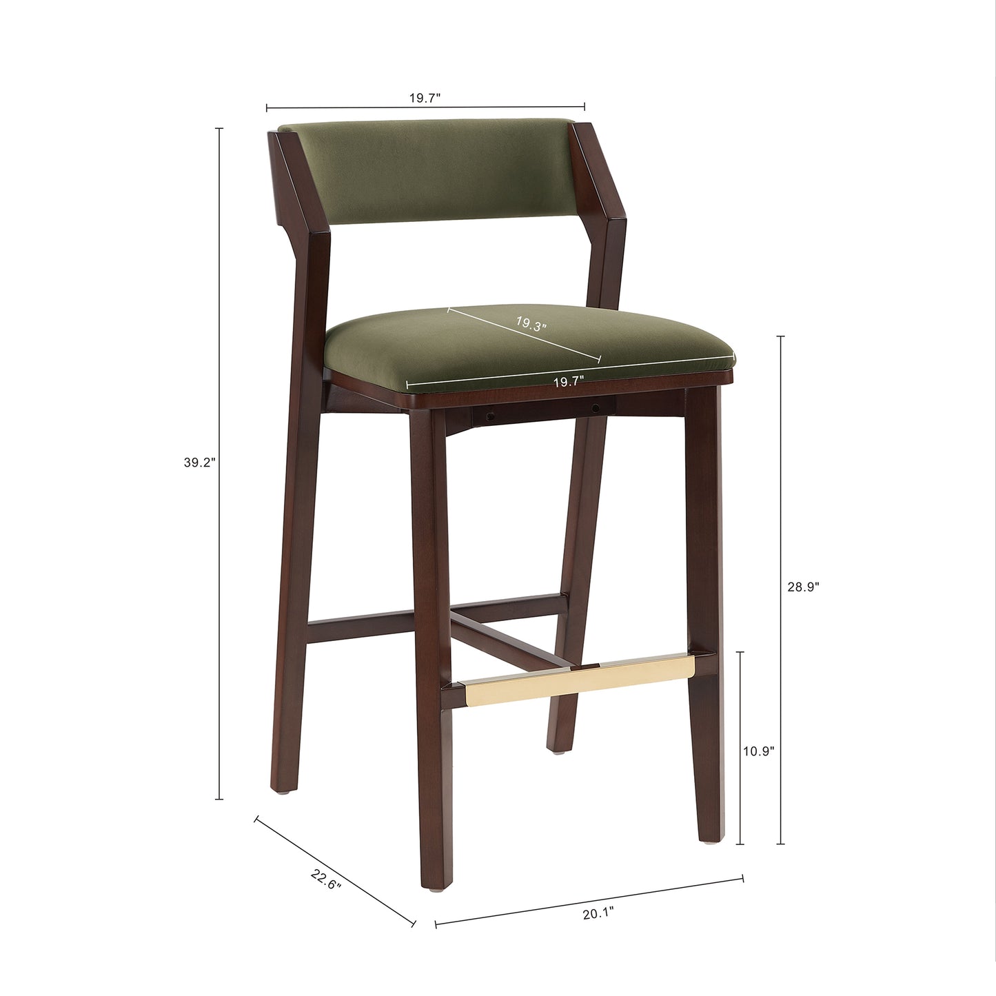 Patricia Modern Wood Upholstered Barstool in Turtle Green BS026-GR