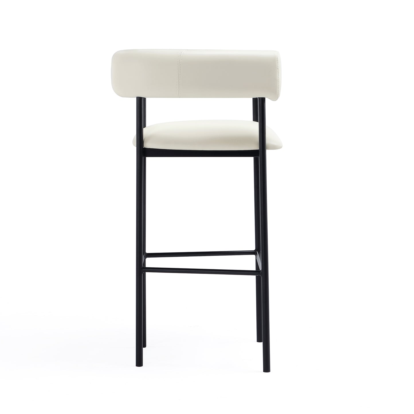 Onda Contemporary Metal Upholstered Vegan Leather Barstool in Ivory BS1638-1