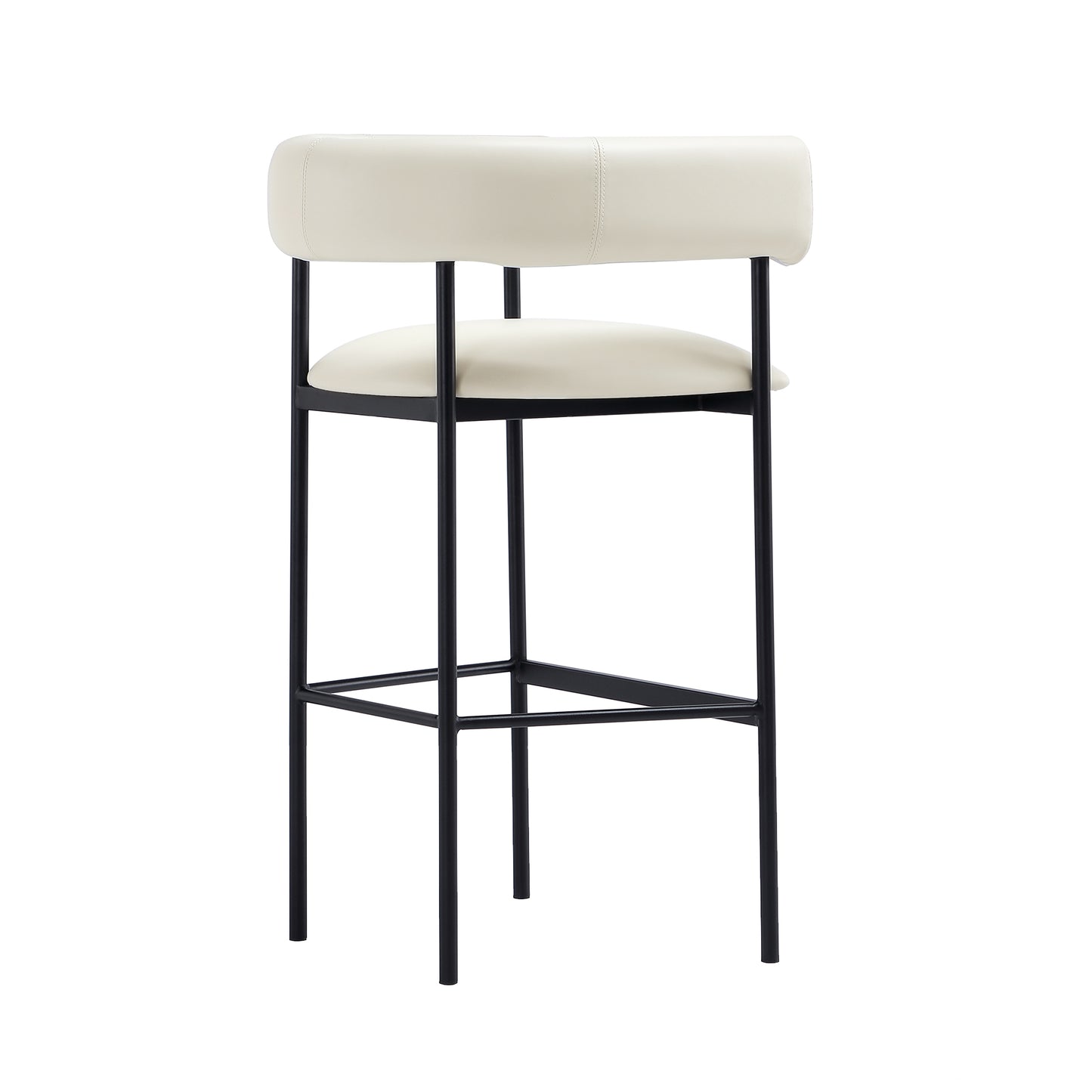 Onda Contemporary Metal Upholstered Vegan Leather Barstool in Ivory BS1638-1