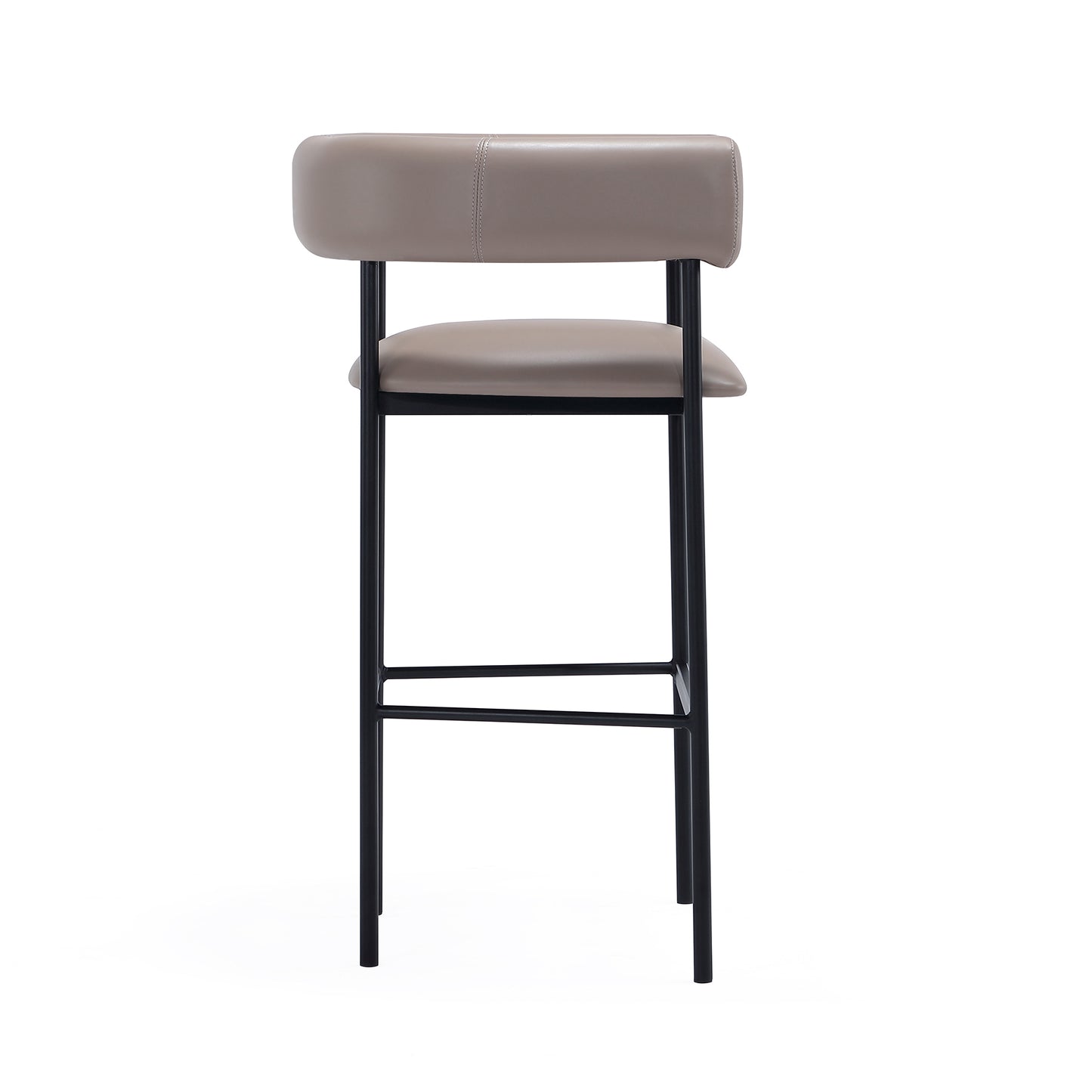 Onda Contemporary Metal Upholstered Vegan Leather Barstool in Taupe BS1638-2