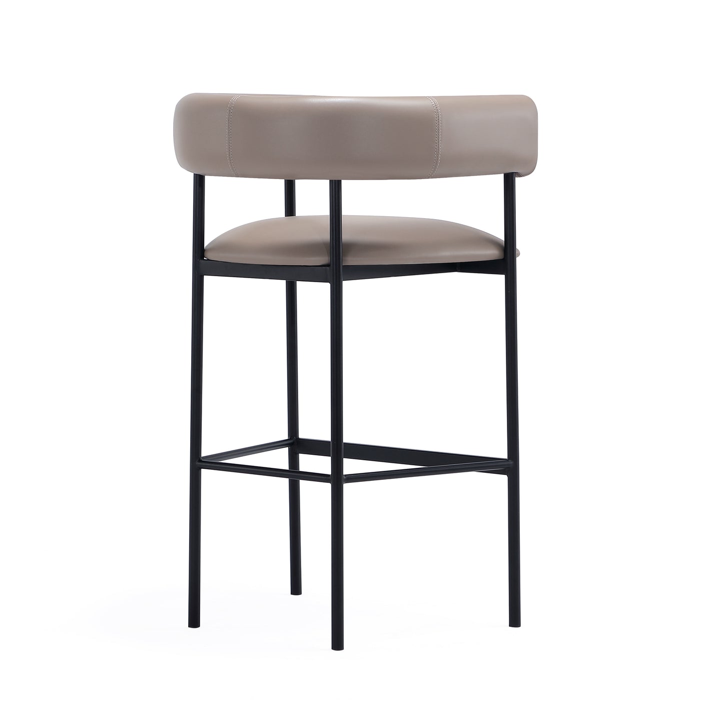 Onda Contemporary Metal Upholstered Vegan Leather Barstool in Taupe BS1638-2