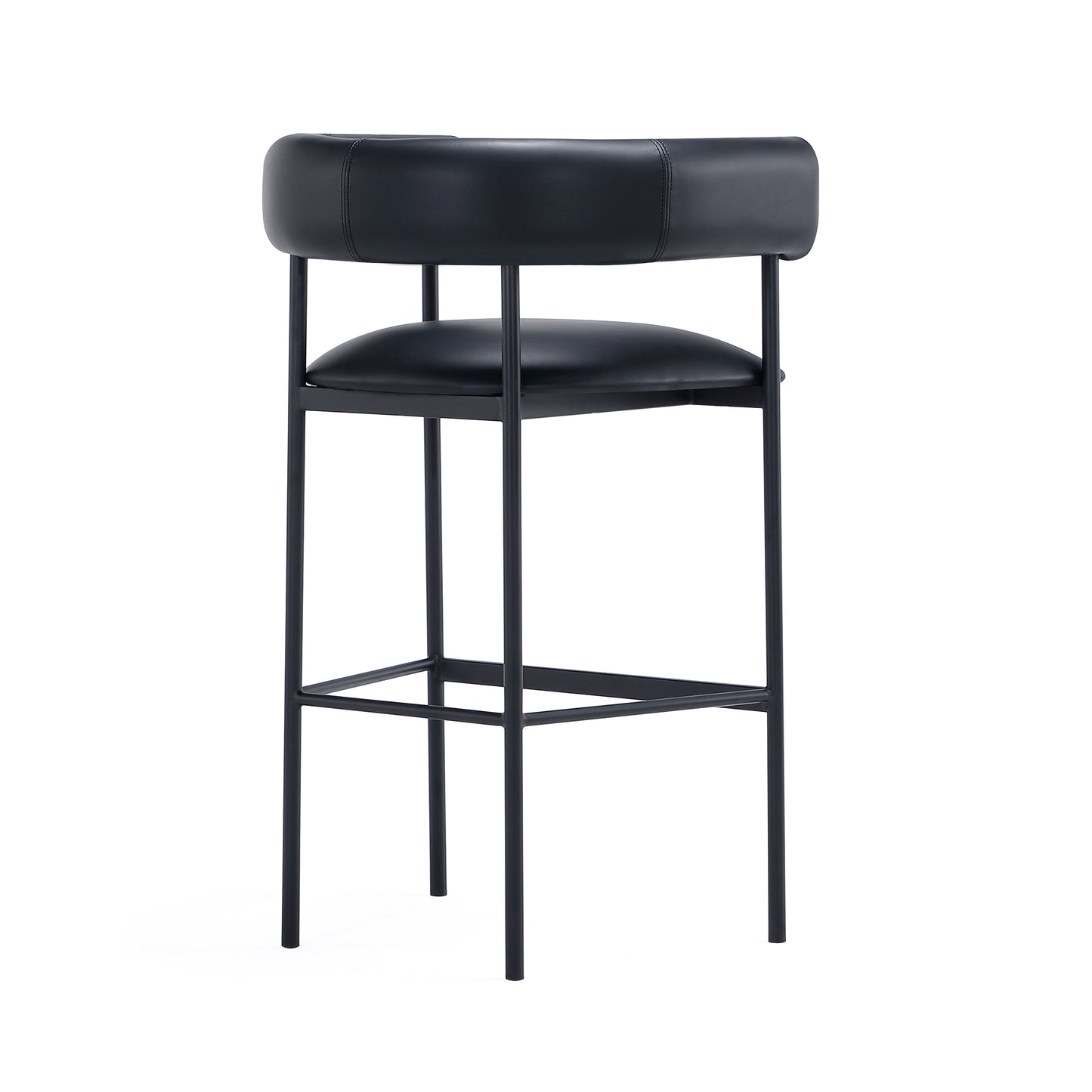 Onda Contemporary Metal Upholstered Vegan Leather Barstool in Black BS1638-3