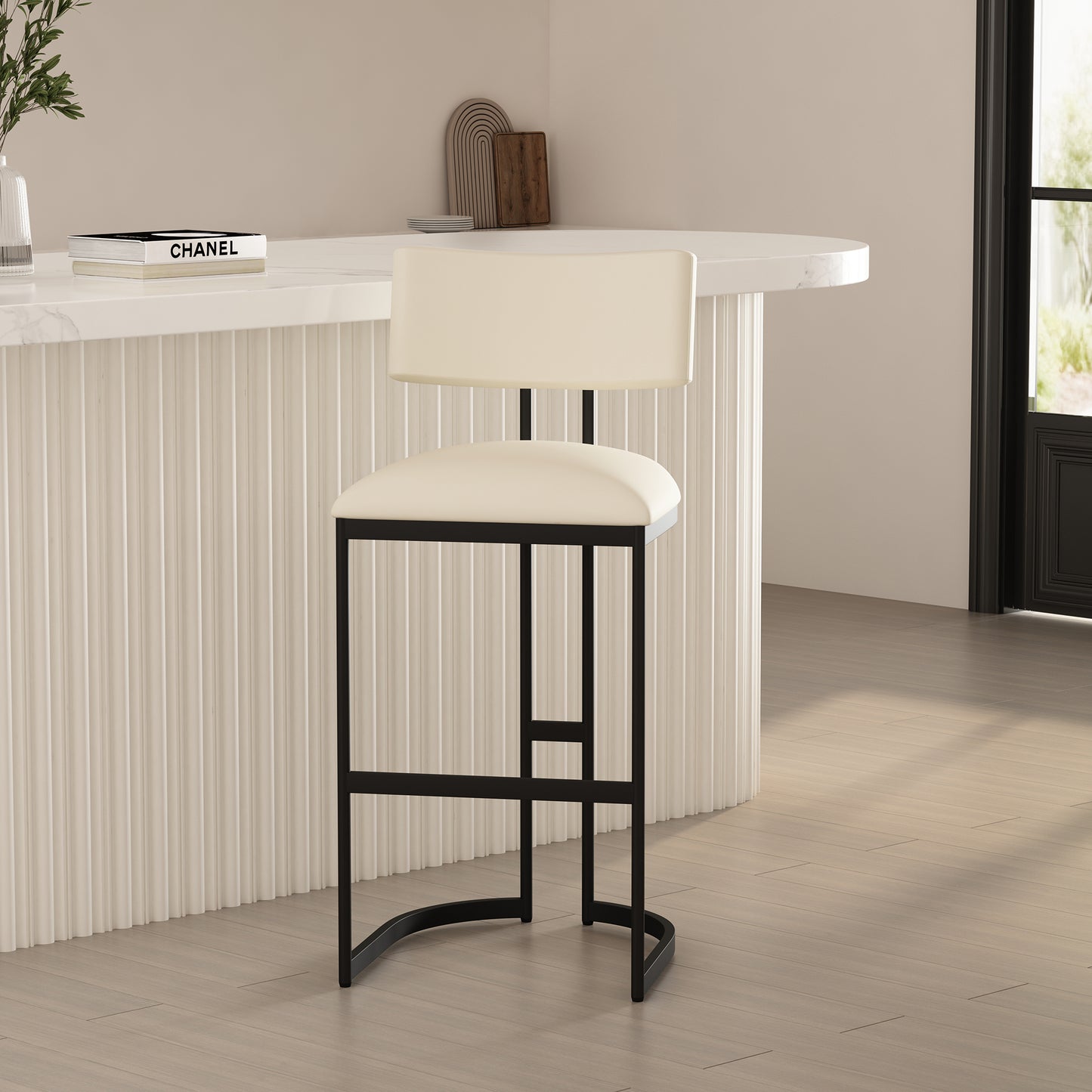 Juno Contemporary Modern Metal Barstool in Ivory BS1641-1