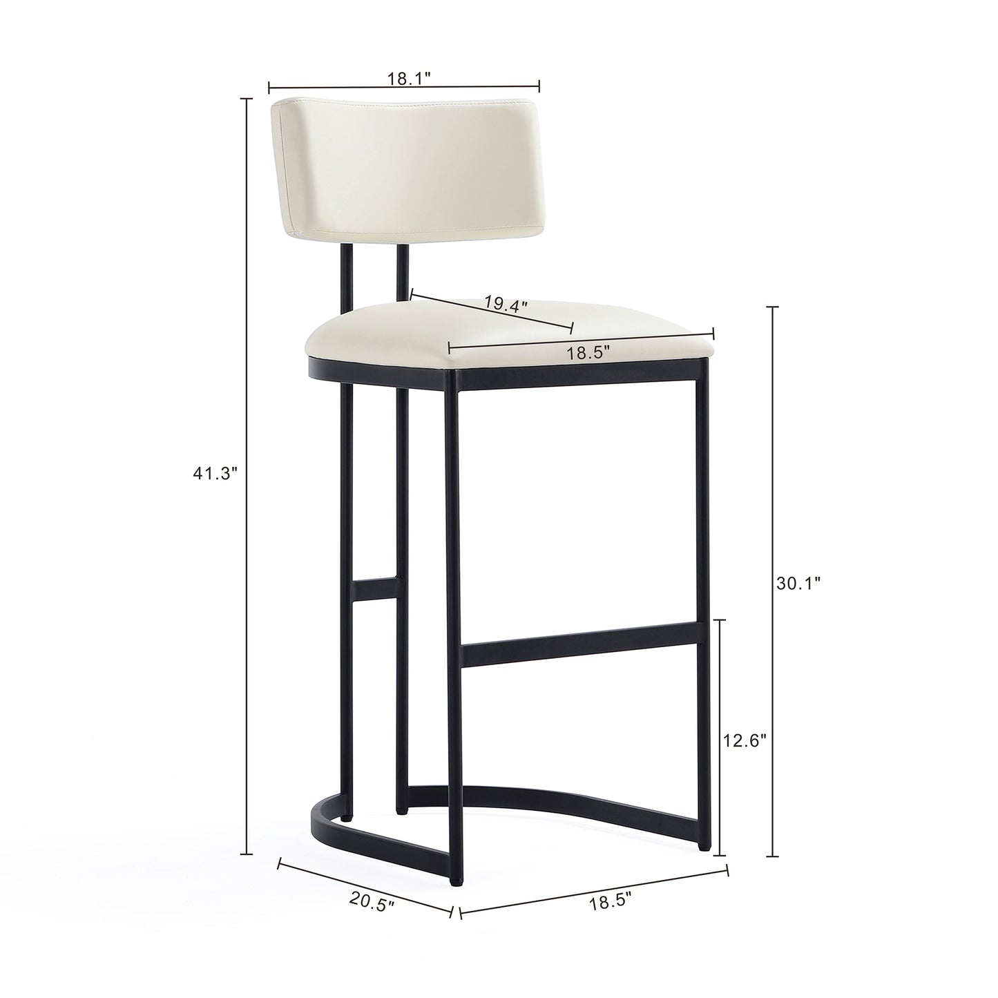 Juno Contemporary Modern Metal Barstool in Ivory BS1641-1