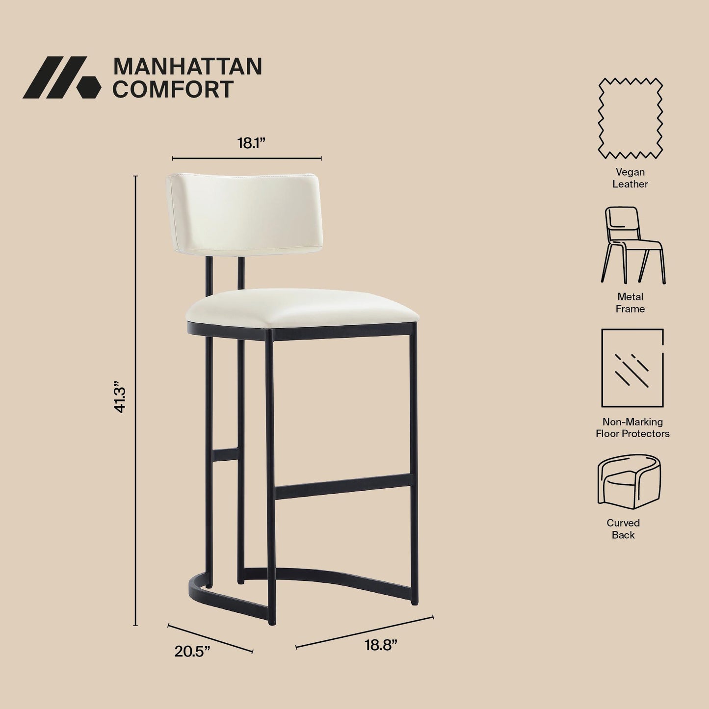Juno Contemporary Modern Metal Barstool in Ivory BS1641-1