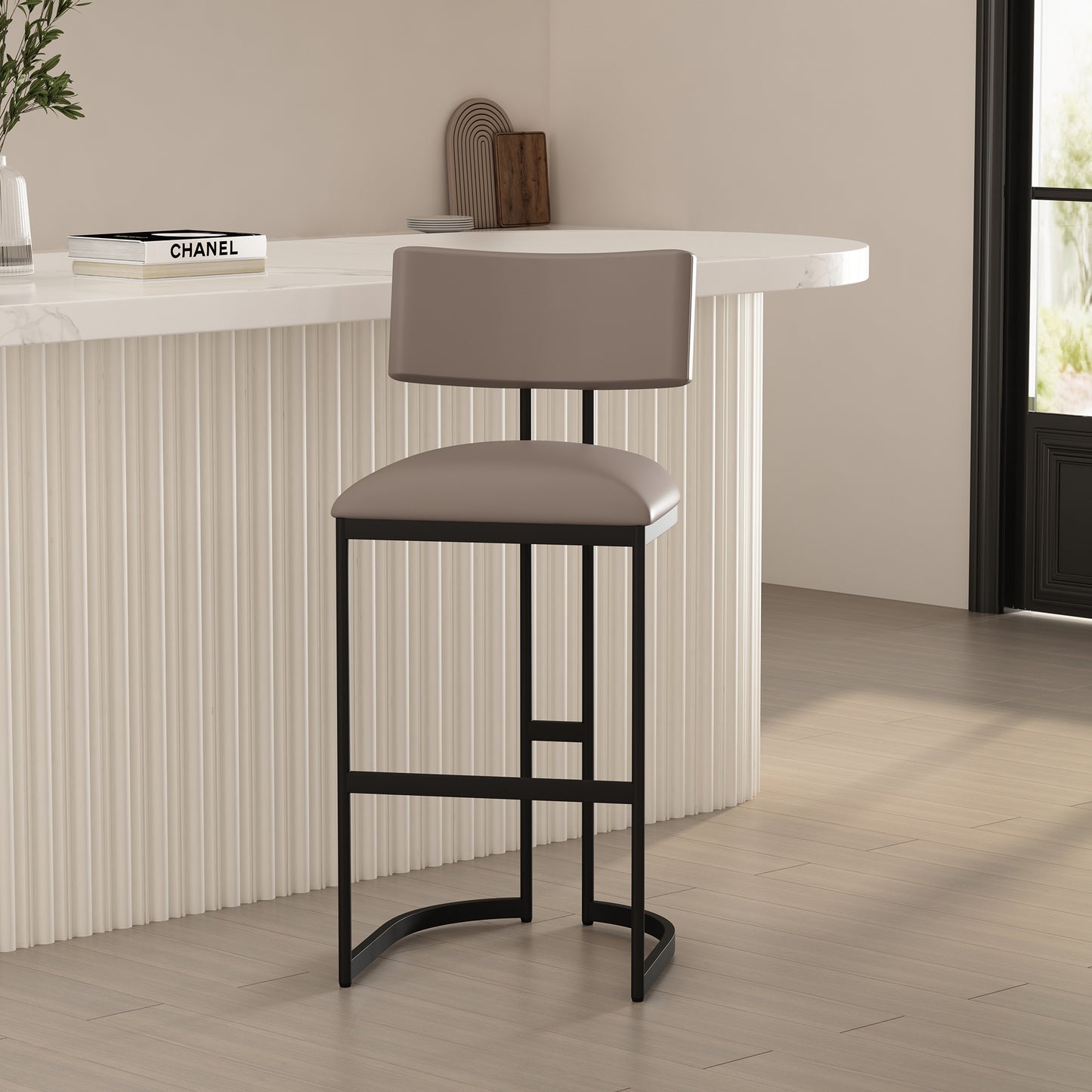 Juno Contemporary Modern Metal Barstool in Taupe BS1641-2