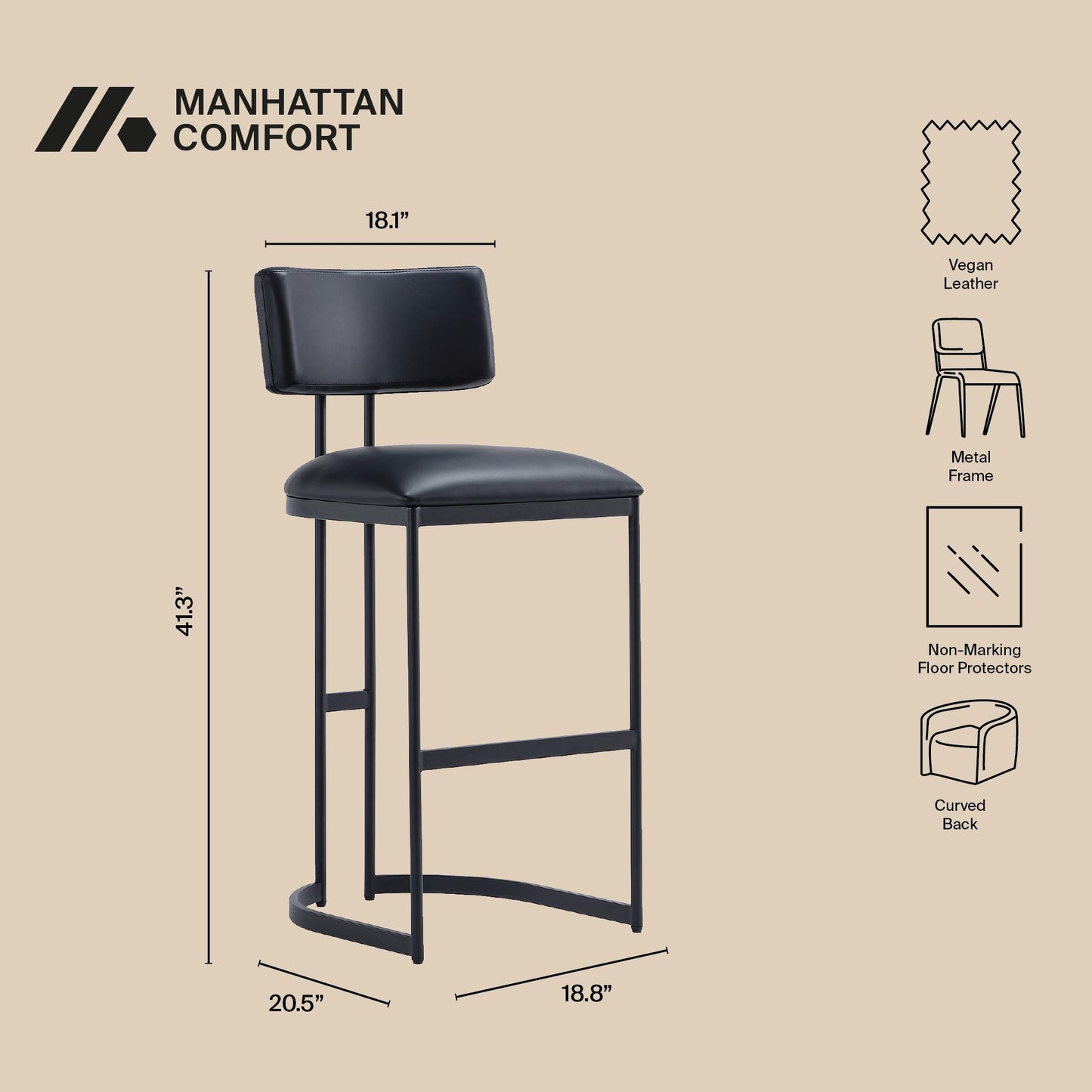 Juno Contemporary Modern Metal Barstool in Black BS1641-3