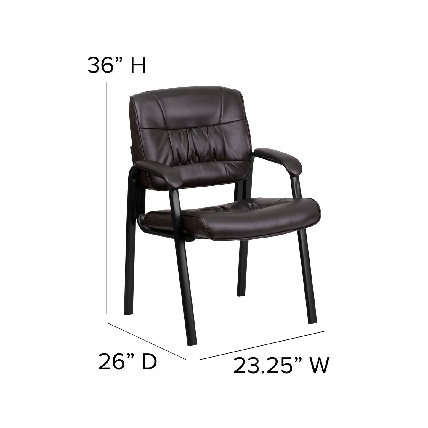 Haeger Brown LeatherSoft Executive Side Reception Chair with Black Metal Frame Brown LeatherSoft/Black Frame