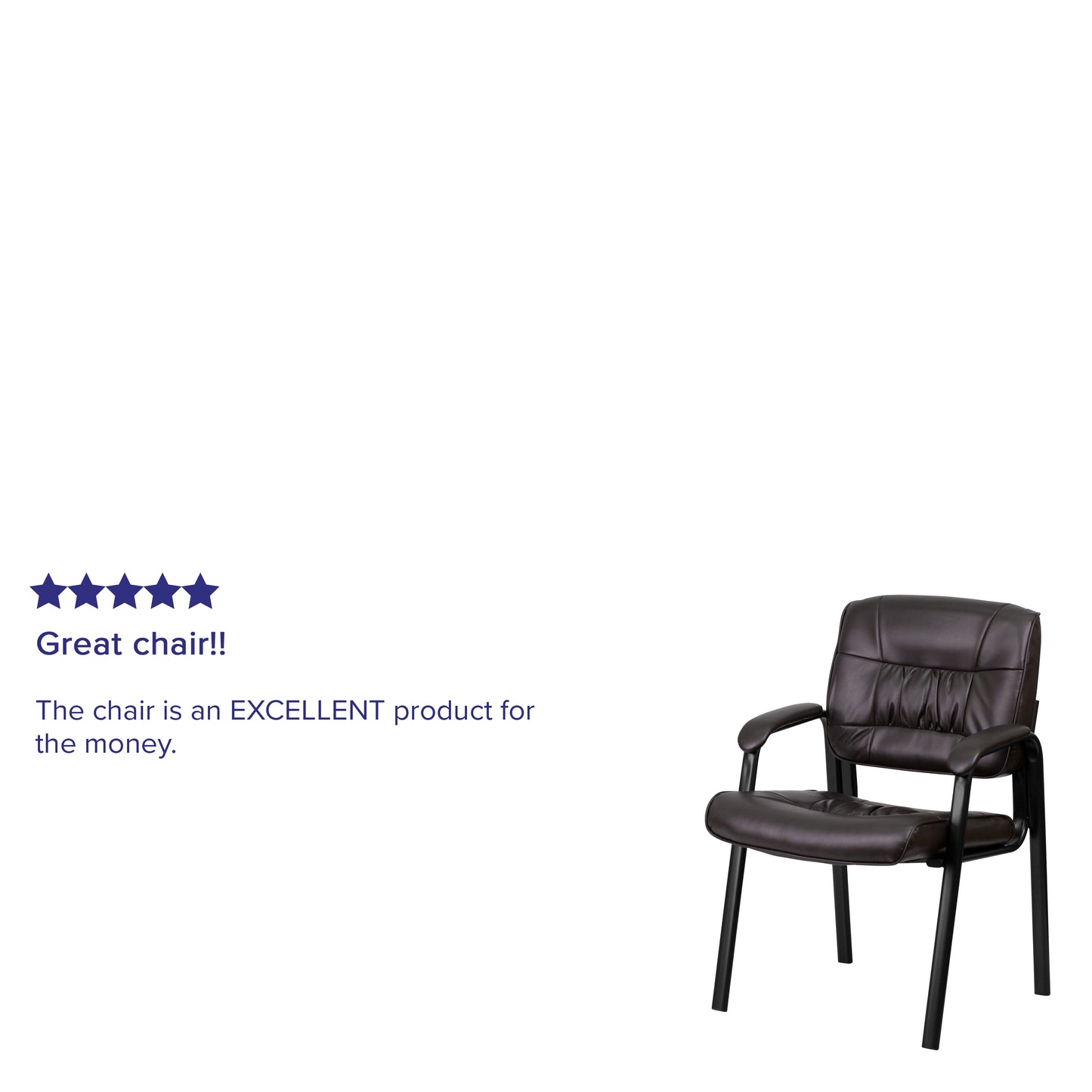 Haeger Brown LeatherSoft Executive Side Reception Chair with Black Metal Frame Brown LeatherSoft/Black Frame
