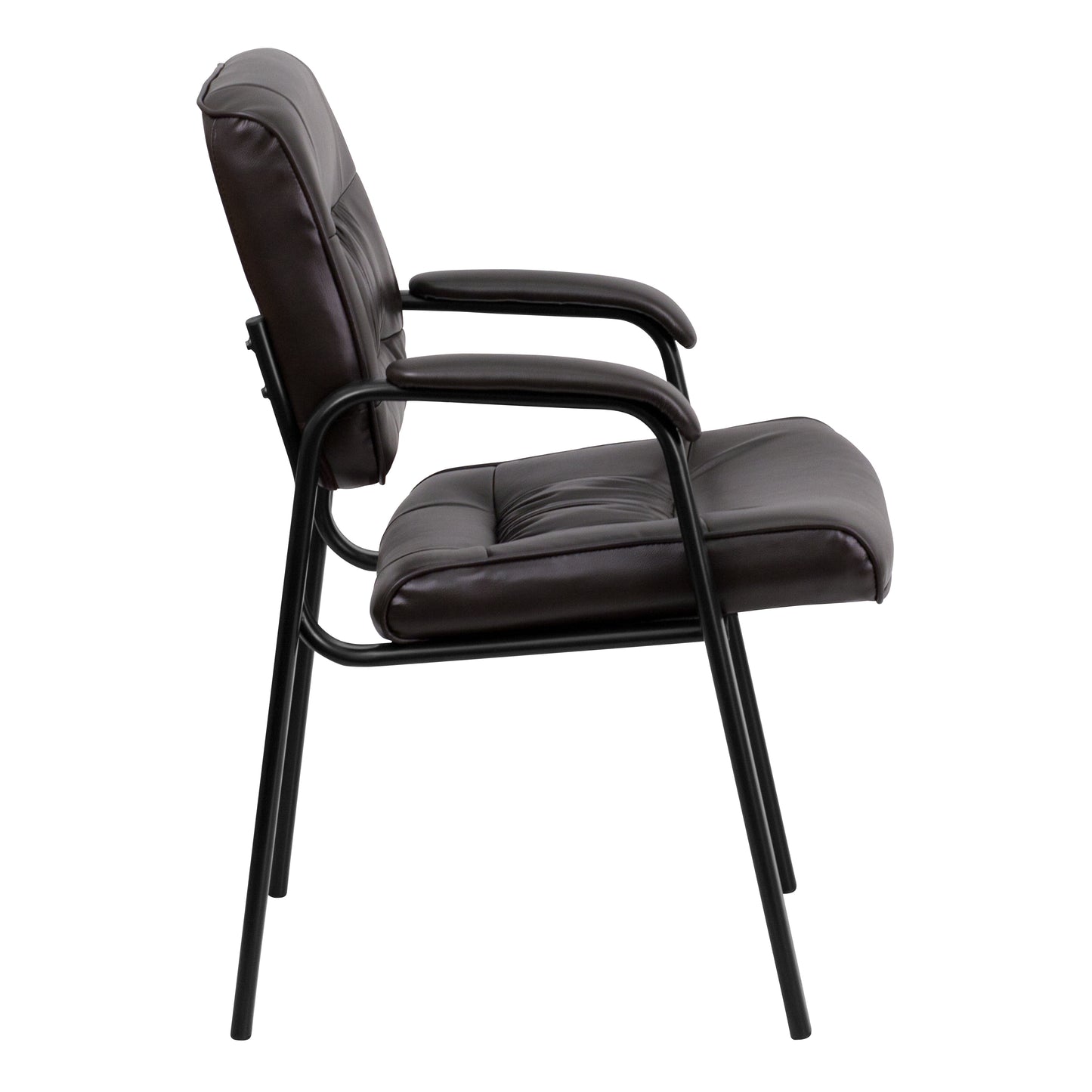 Haeger Brown LeatherSoft Executive Side Reception Chair with Black Metal Frame Brown LeatherSoft/Black Frame