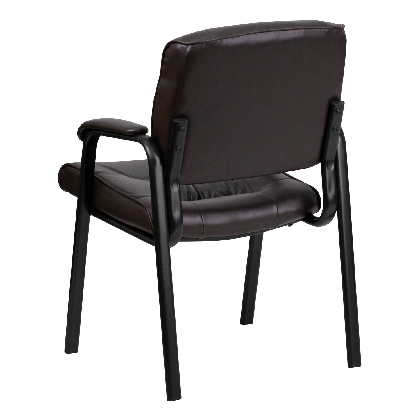 Haeger Brown LeatherSoft Executive Side Reception Chair with Black Metal Frame Brown LeatherSoft/Black Frame