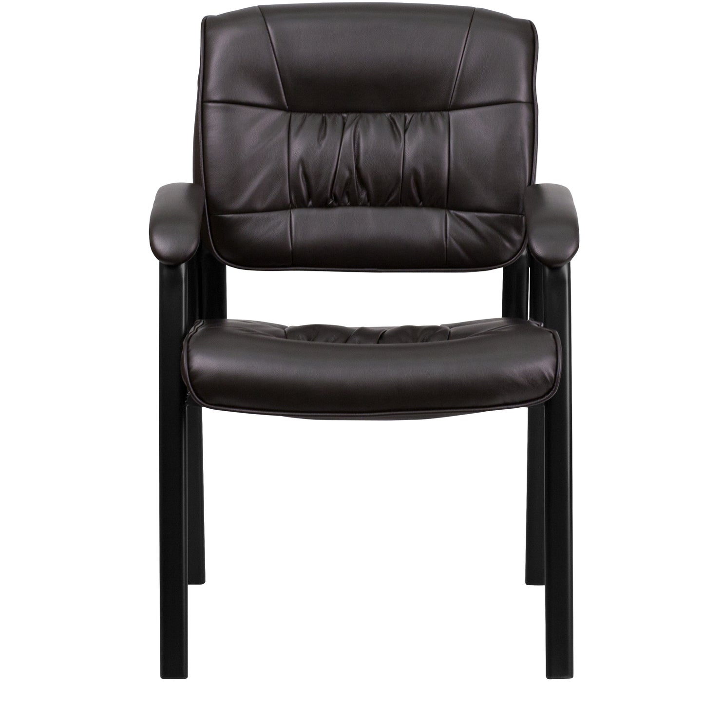 Haeger Brown LeatherSoft Executive Side Reception Chair with Black Metal Frame Brown LeatherSoft/Black Frame
