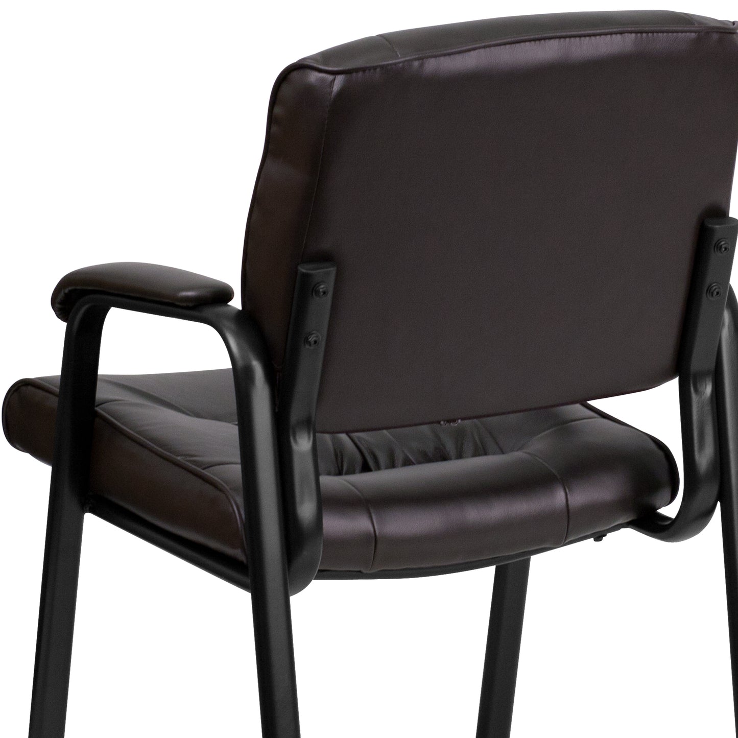 Haeger Brown LeatherSoft Executive Side Reception Chair with Black Metal Frame Brown LeatherSoft/Black Frame