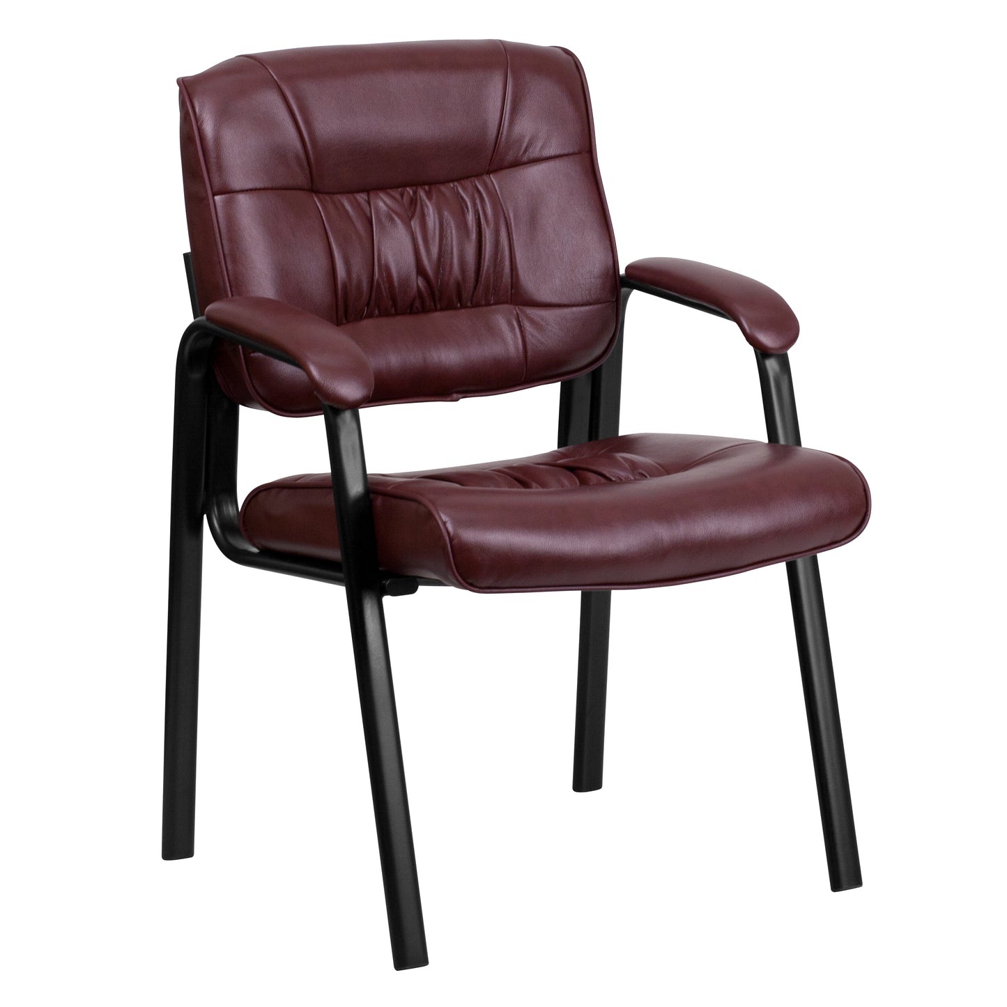 Haeger Burgundy LeatherSoft Executive Side Reception Chair with Black Metal Frame Burgundy LeatherSoft/Black Frame