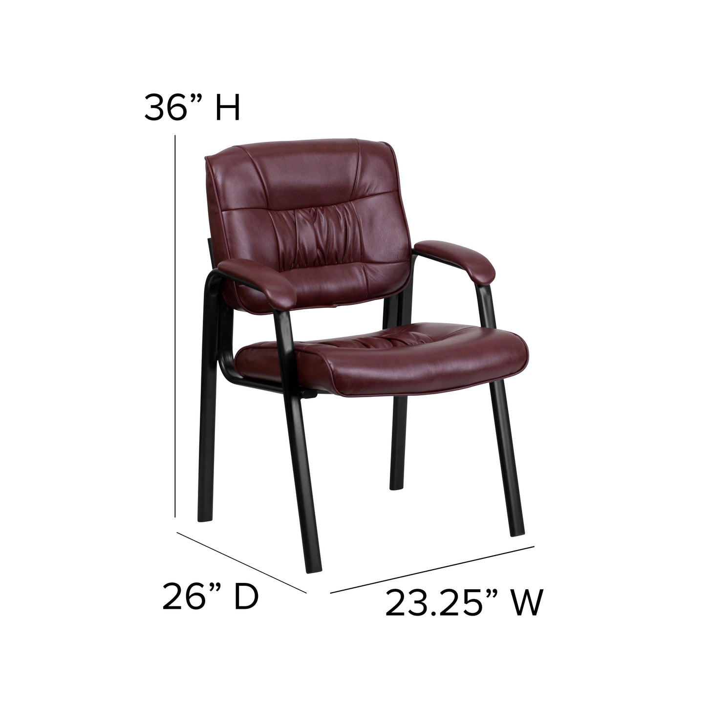 Haeger Burgundy LeatherSoft Executive Side Reception Chair with Black Metal Frame Burgundy LeatherSoft/Black Frame