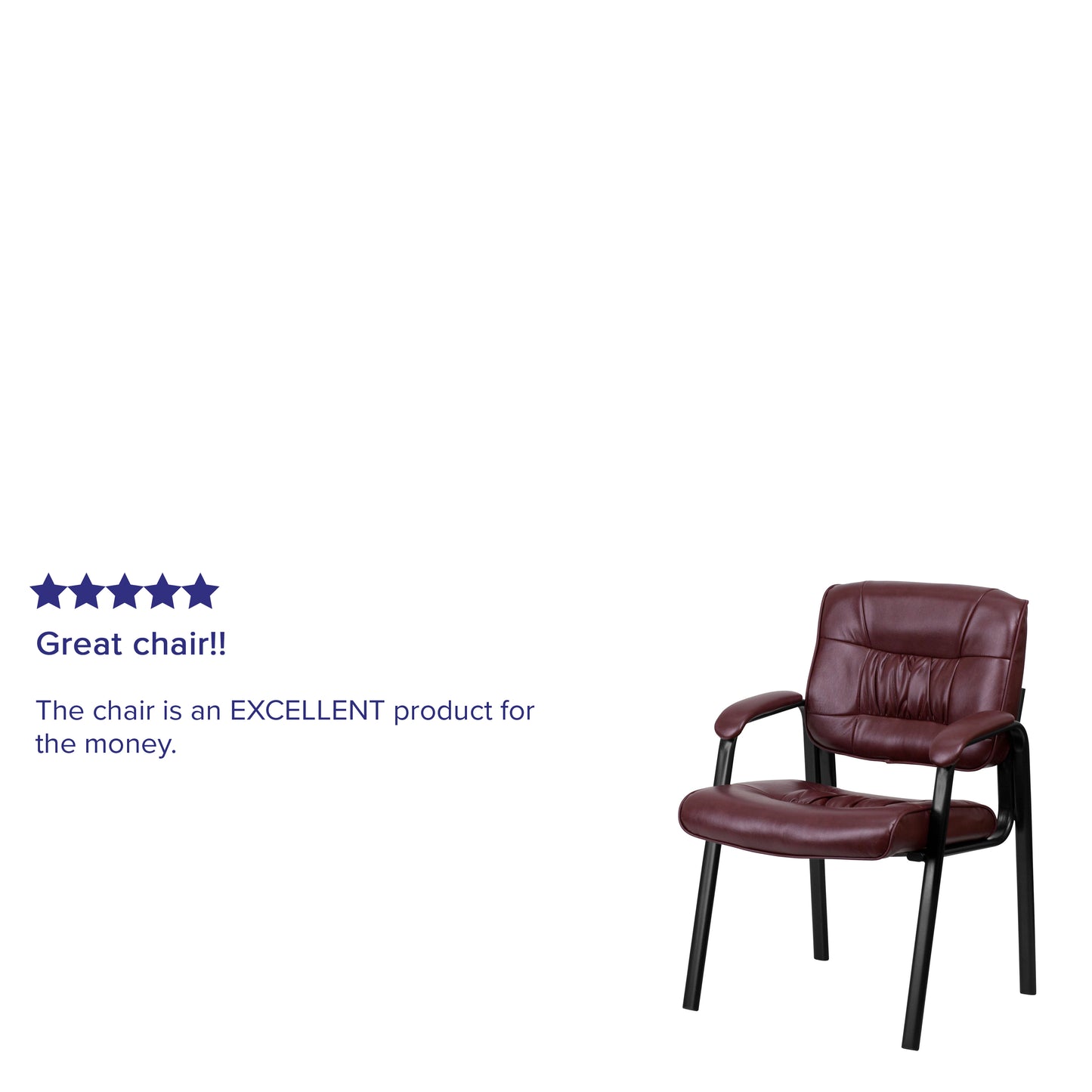 Haeger Burgundy LeatherSoft Executive Side Reception Chair with Black Metal Frame Burgundy LeatherSoft/Black Frame