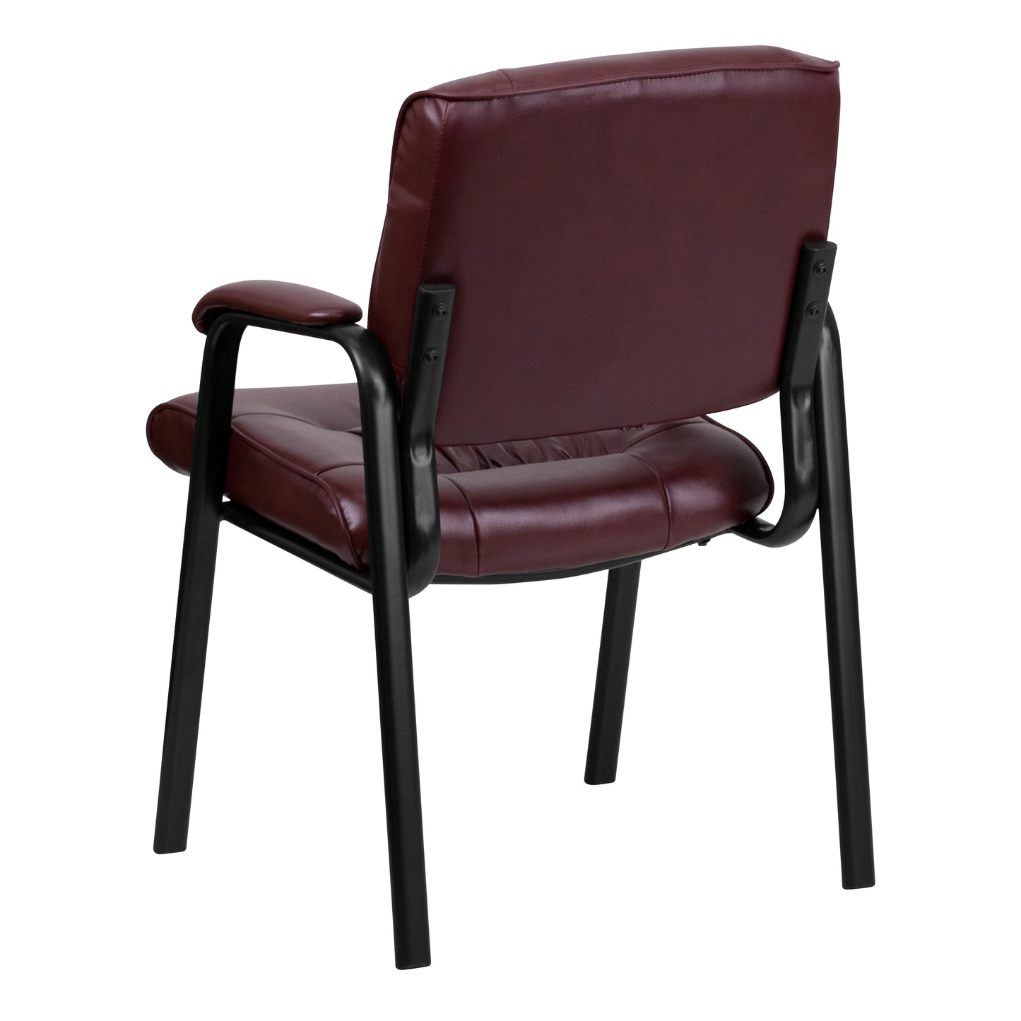 Haeger Burgundy LeatherSoft Executive Side Reception Chair with Black Metal Frame Burgundy LeatherSoft/Black Frame