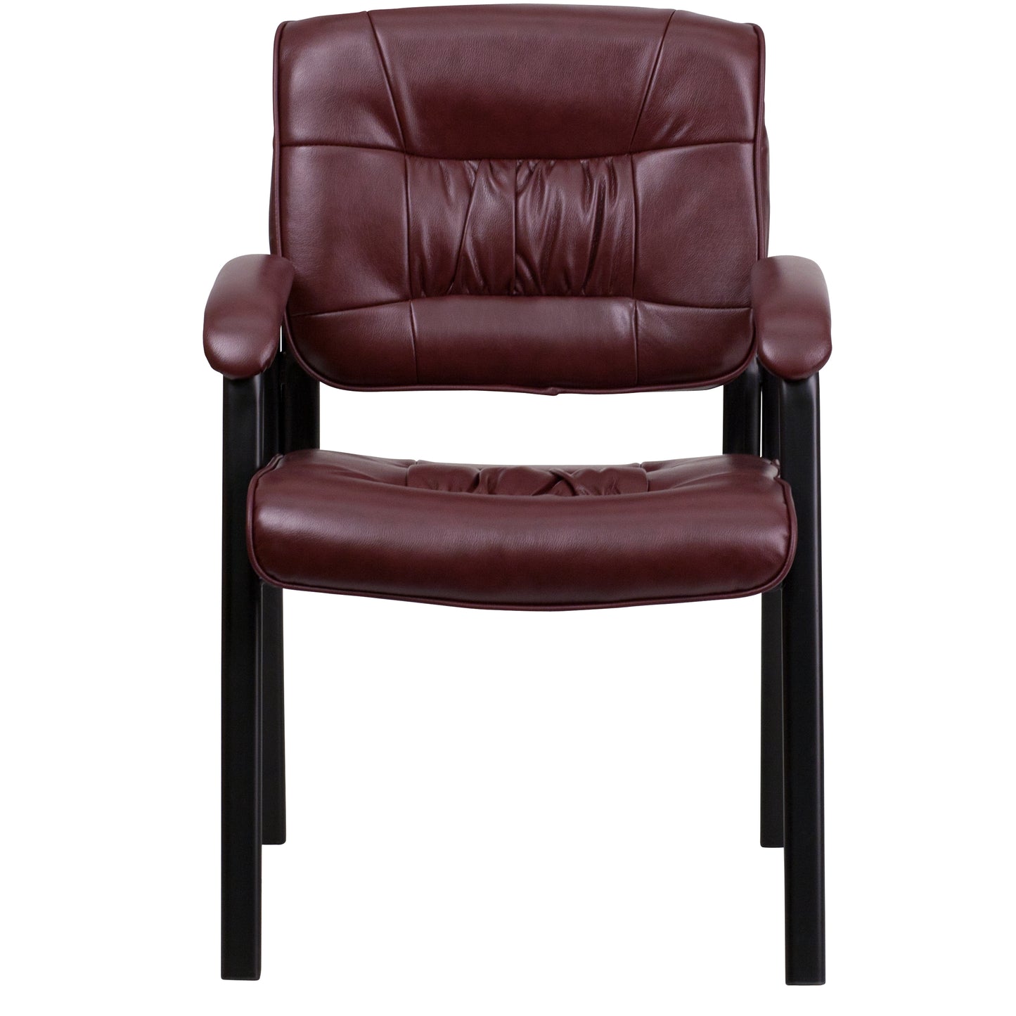 Haeger Burgundy LeatherSoft Executive Side Reception Chair with Black Metal Frame Burgundy LeatherSoft/Black Frame