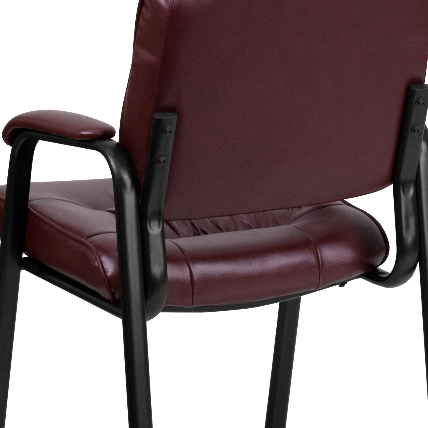 Haeger Burgundy LeatherSoft Executive Side Reception Chair with Black Metal Frame Burgundy LeatherSoft/Black Frame
