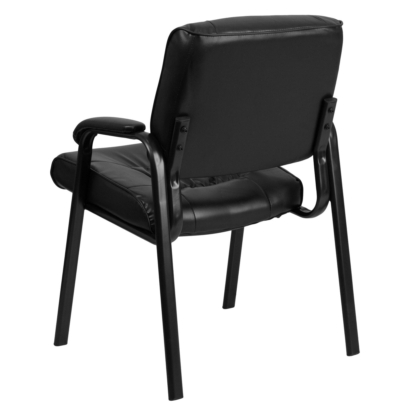 Haeger Black LeatherSoft Executive Side Reception Chair with Black Metal Frame Black LeatherSoft/Black Frame