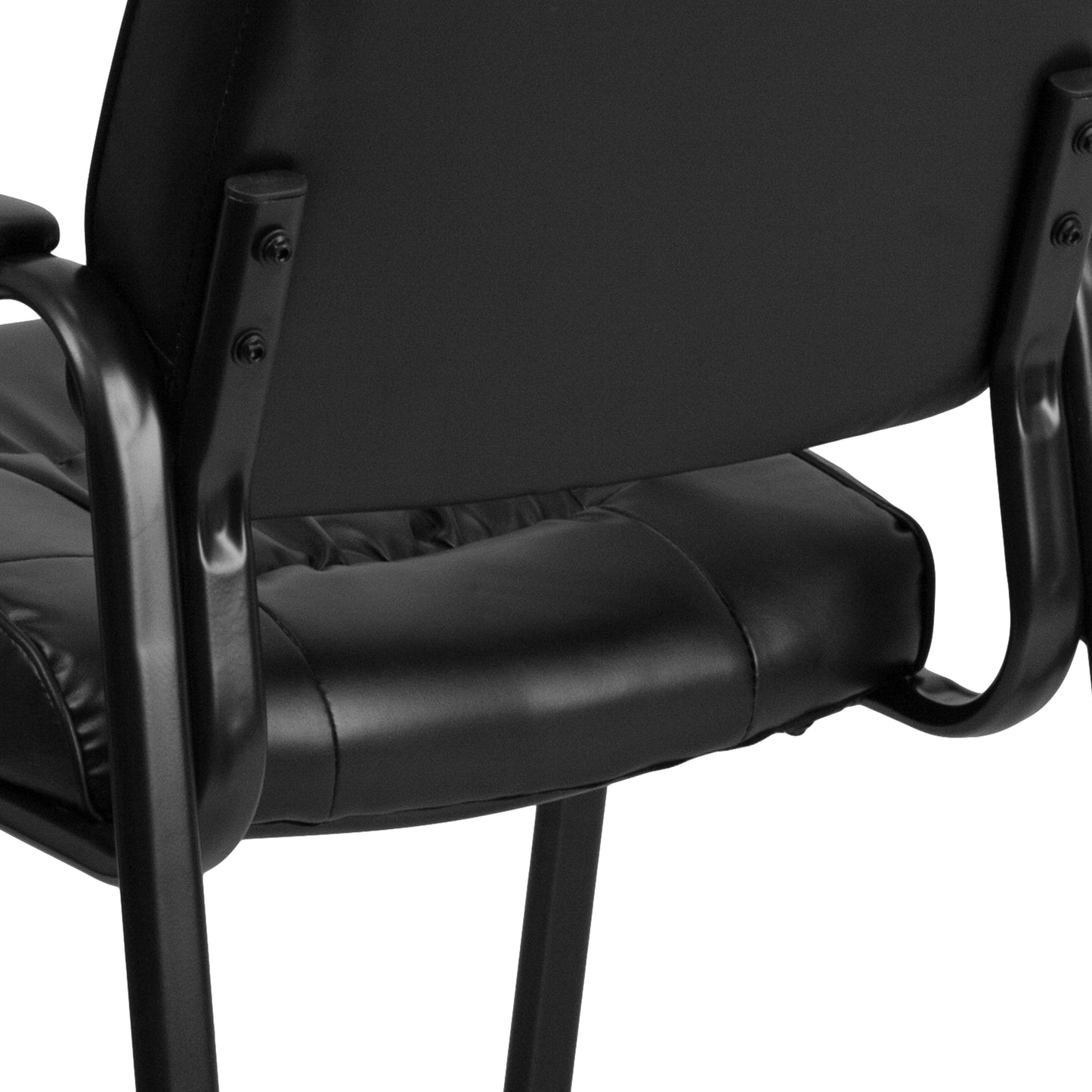 Haeger Black LeatherSoft Executive Side Reception Chair with Black Metal Frame Black LeatherSoft/Black Frame