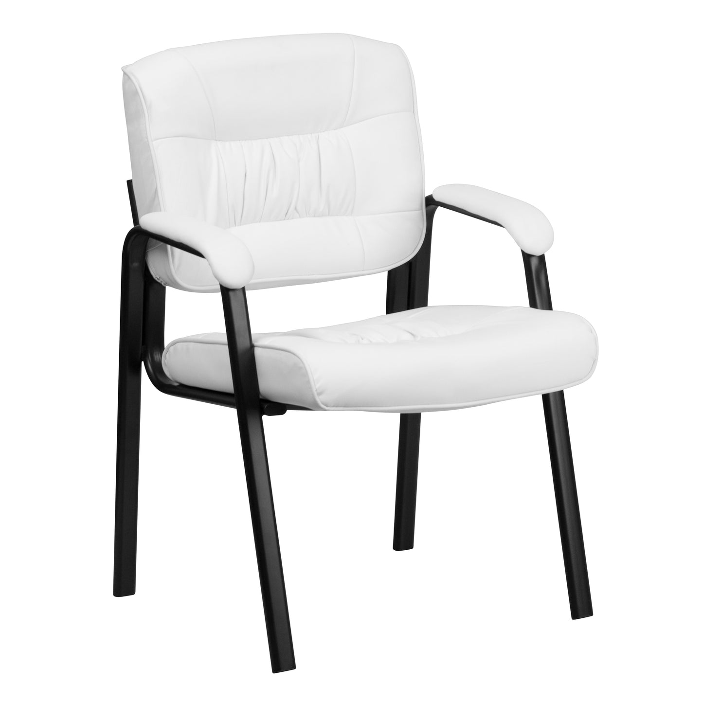 Haeger White LeatherSoft Executive Side Reception Chair with Black Metal Frame White LeatherSoft/Black Frame