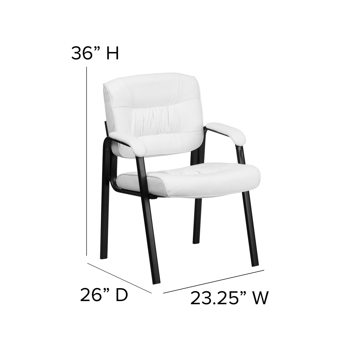 Haeger White LeatherSoft Executive Side Reception Chair with Black Metal Frame White LeatherSoft/Black Frame