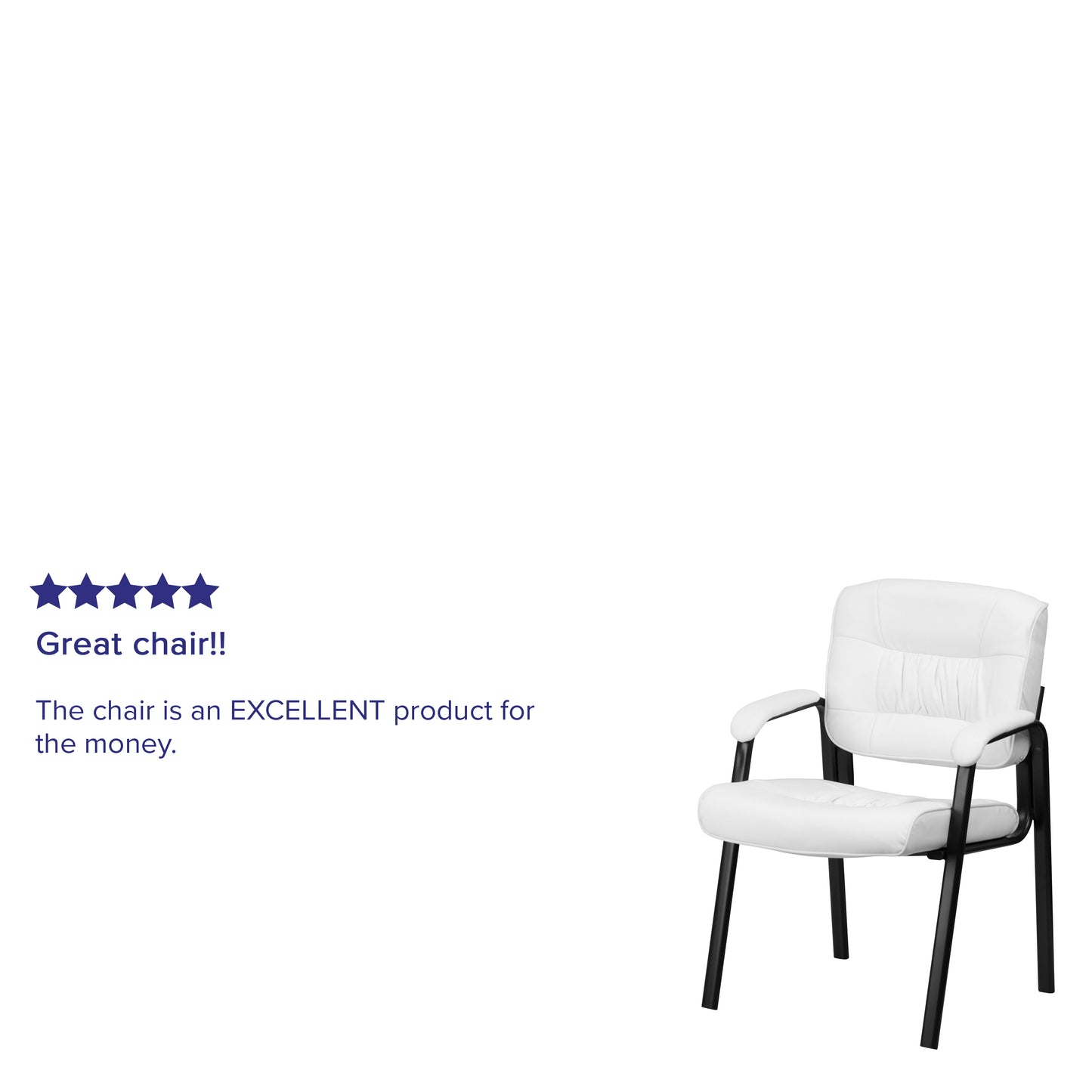 Haeger White LeatherSoft Executive Side Reception Chair with Black Metal Frame White LeatherSoft/Black Frame