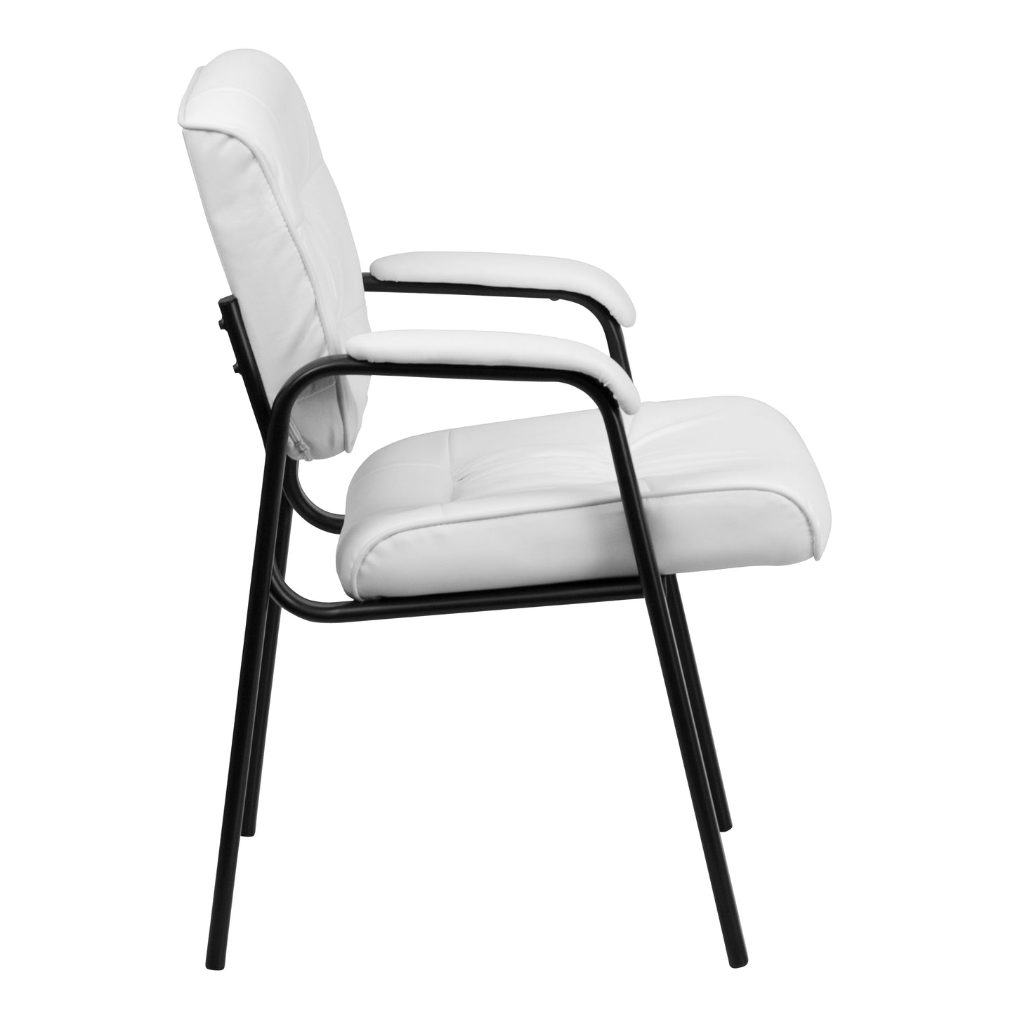 Haeger White LeatherSoft Executive Side Reception Chair with Black Metal Frame White LeatherSoft/Black Frame