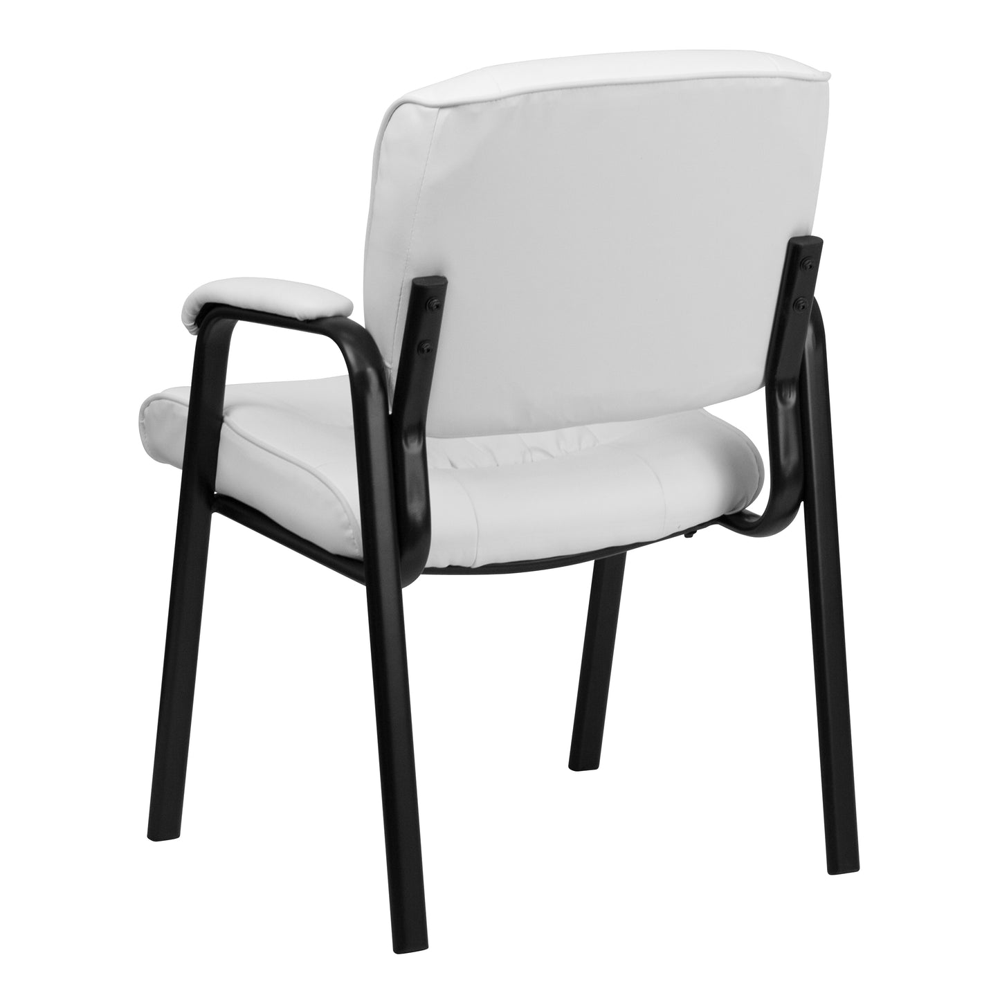 Haeger White LeatherSoft Executive Side Reception Chair with Black Metal Frame White LeatherSoft/Black Frame