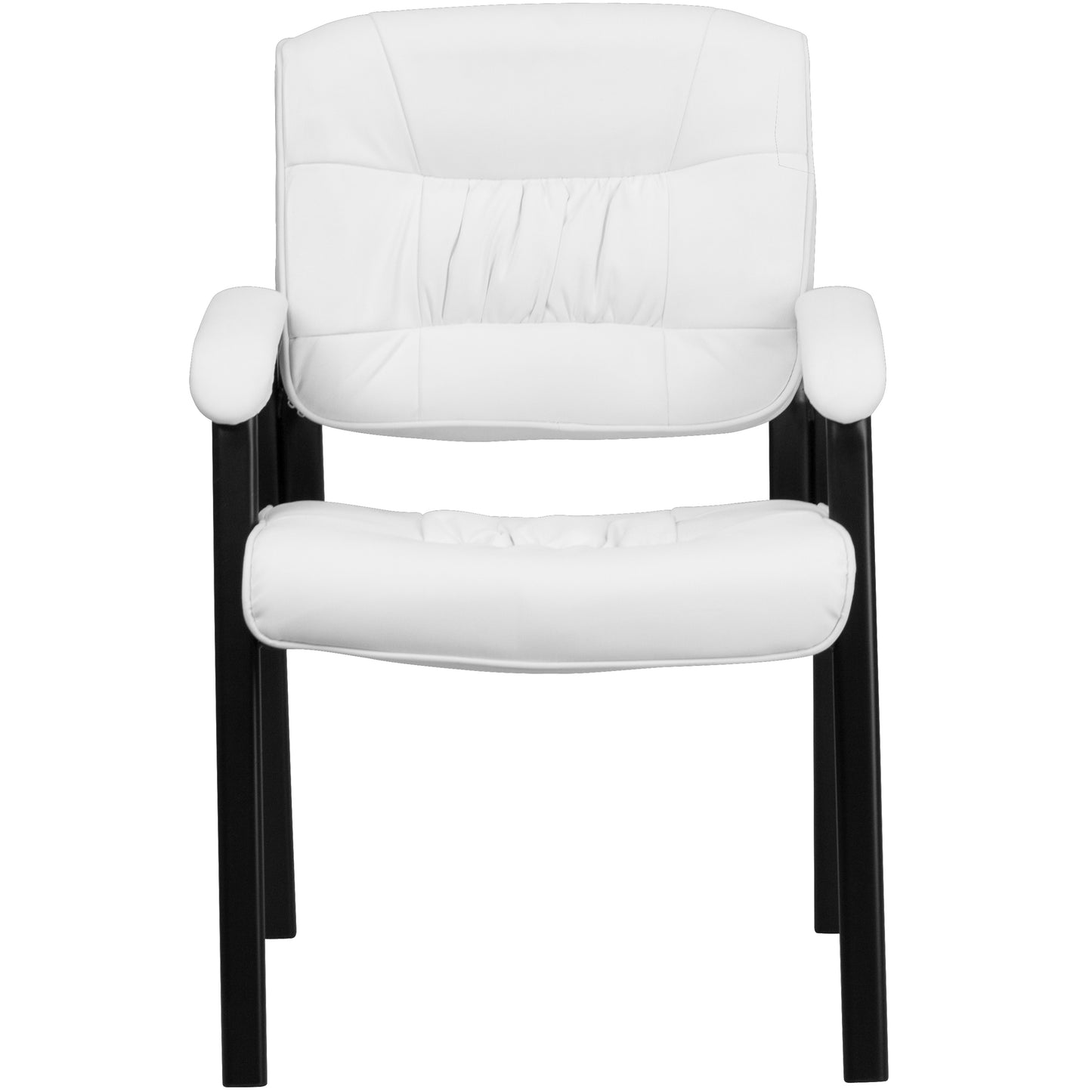 Haeger White LeatherSoft Executive Side Reception Chair with Black Metal Frame White LeatherSoft/Black Frame