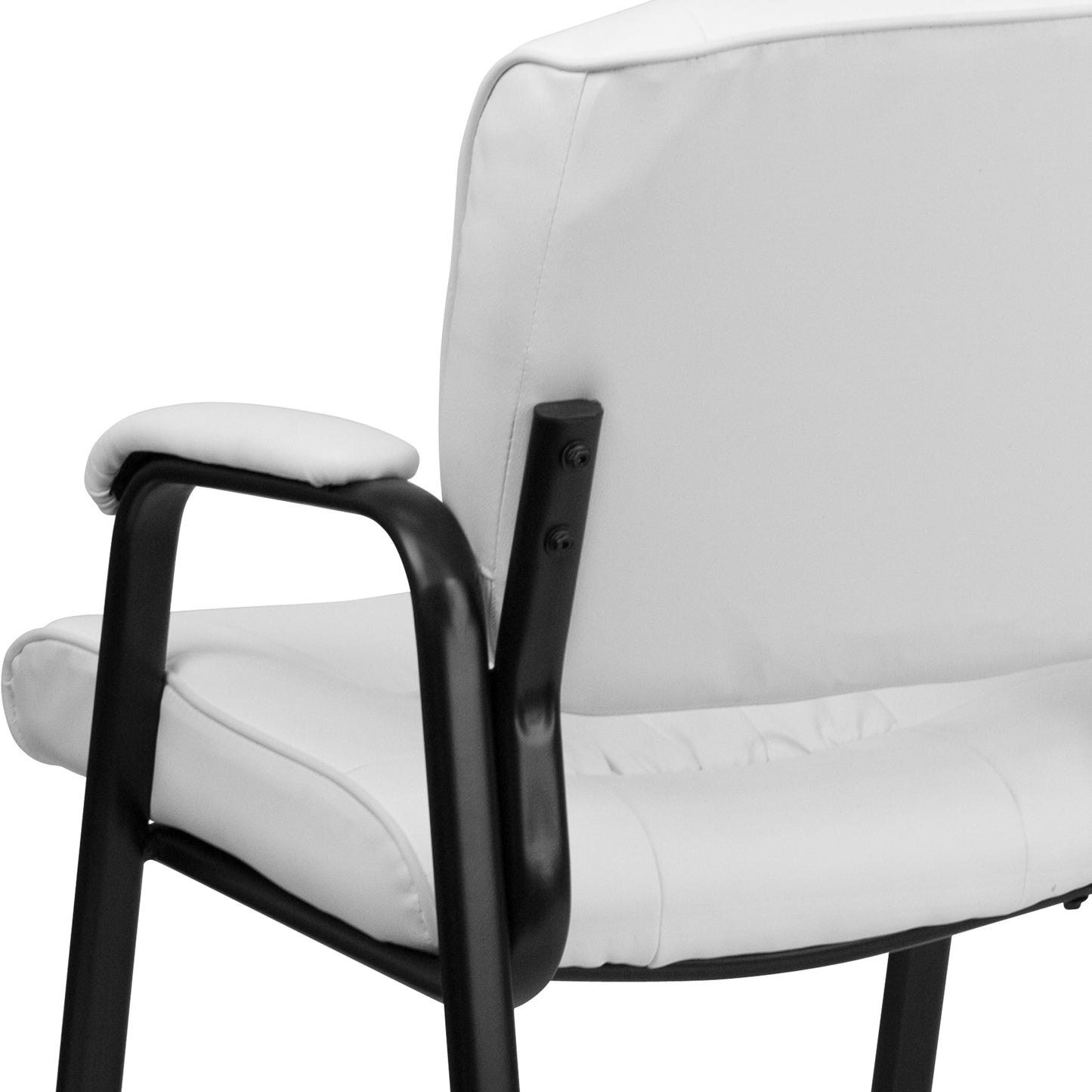 Haeger White LeatherSoft Executive Side Reception Chair with Black Metal Frame White LeatherSoft/Black Frame