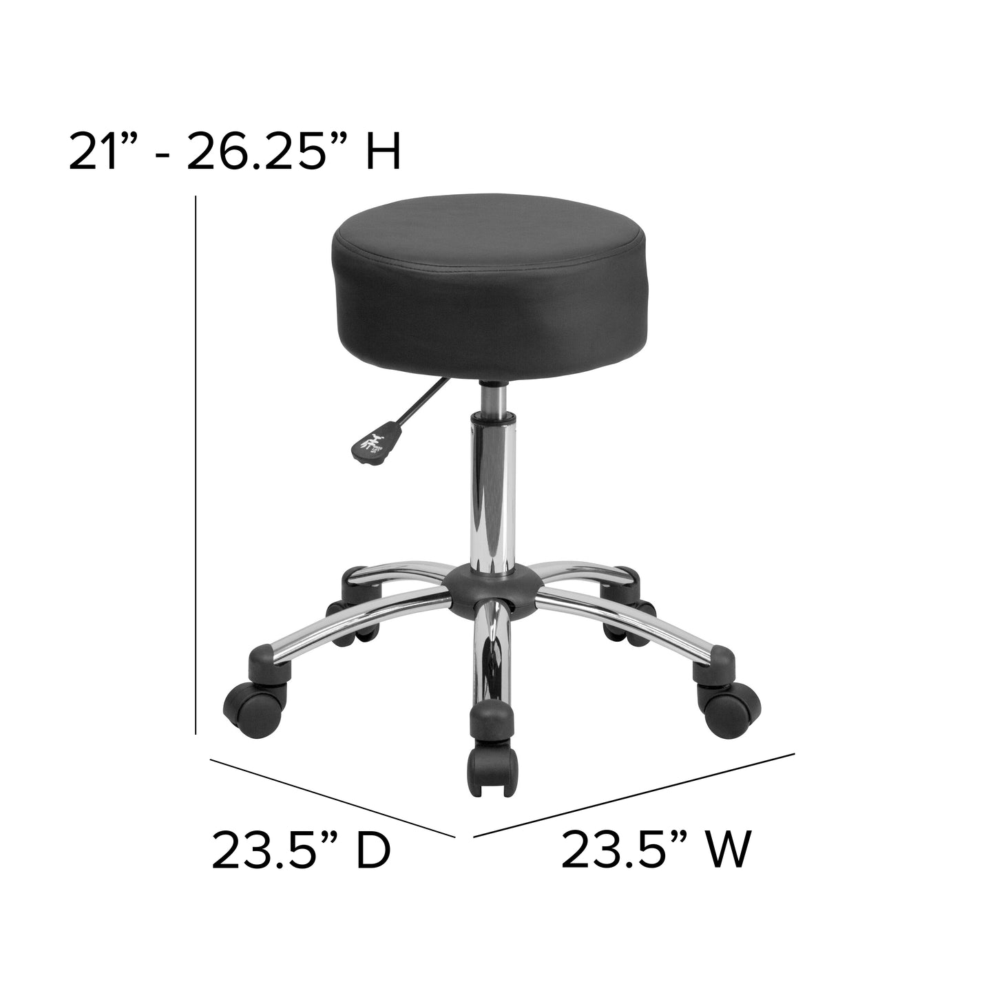 Rhonda Medical Ergonomic Stool with Chrome Base Black