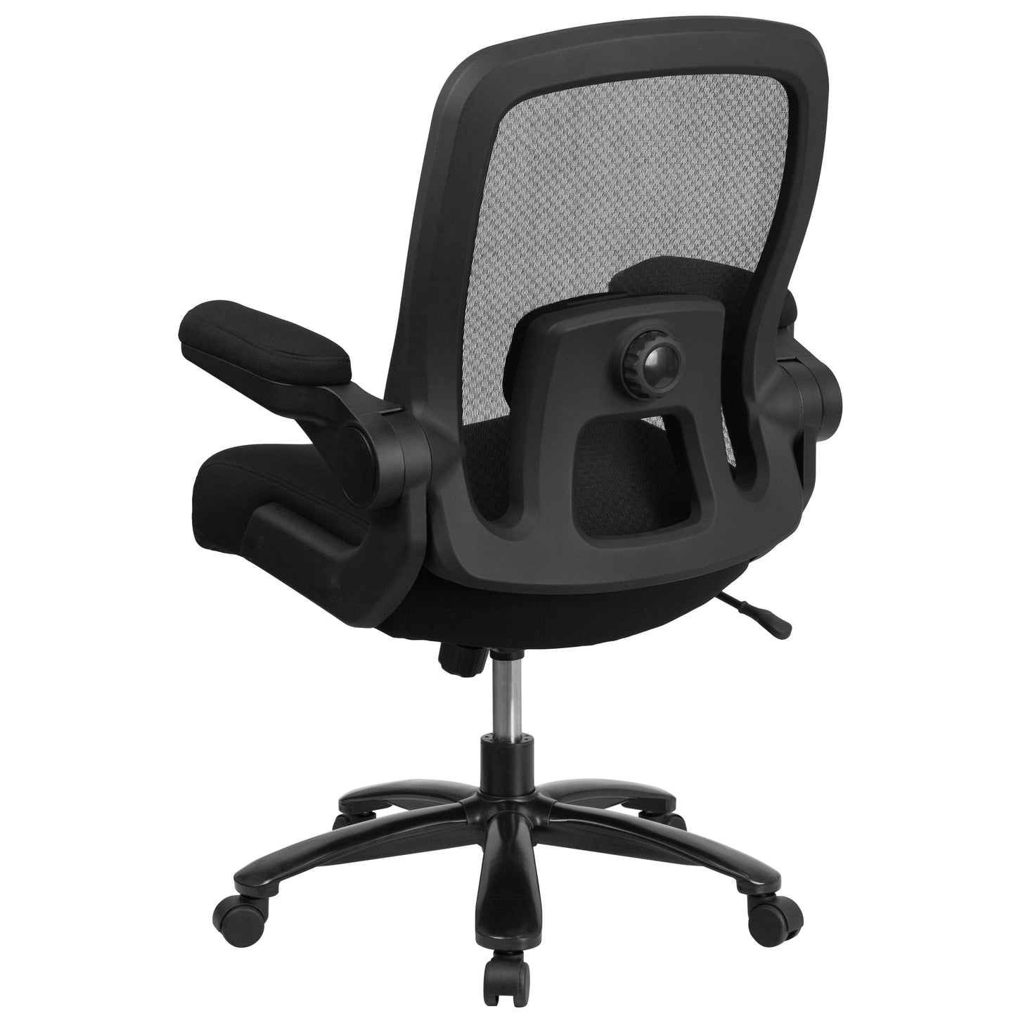 Big & Tall Office Chair| Black Mesh Executive Swivel Office Chair with Lumbar and Back Support and Wheels Black Fabric