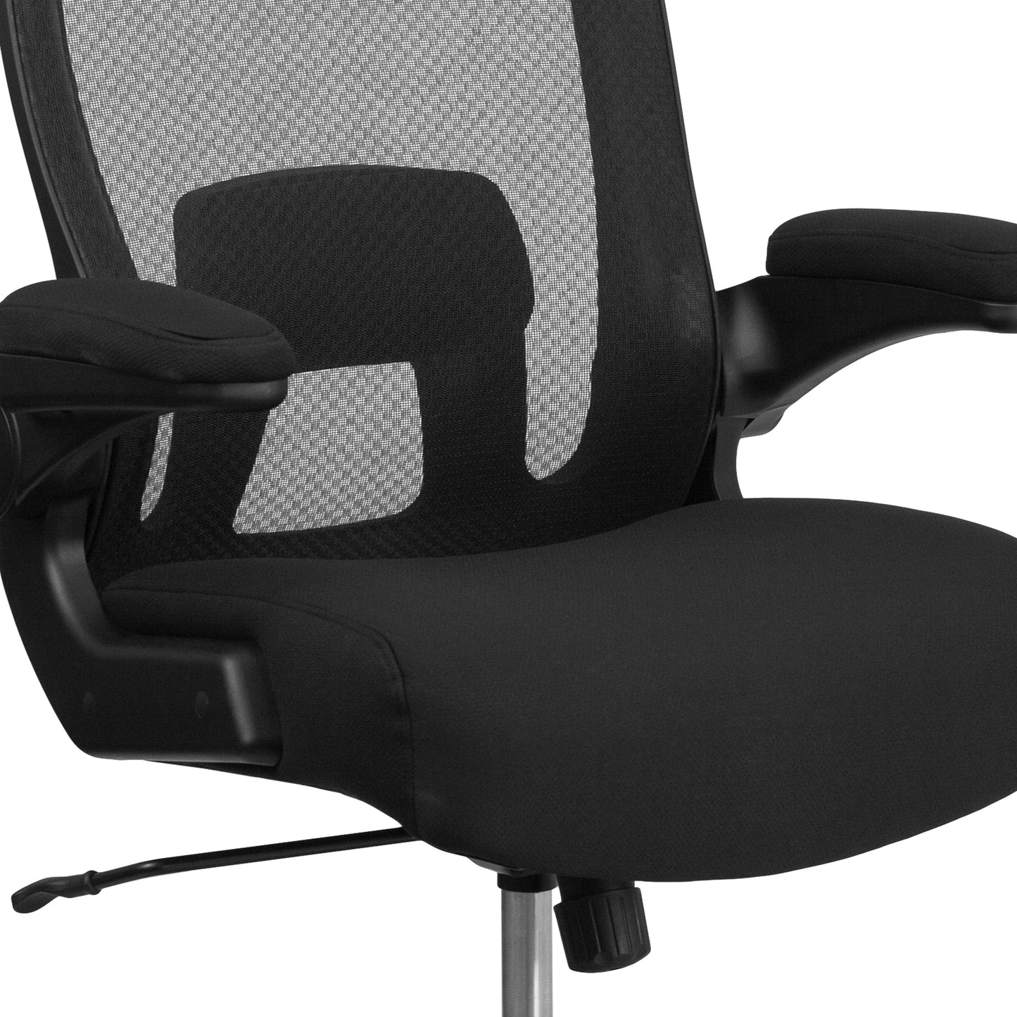 Big & Tall Office Chair| Black Mesh Executive Swivel Office Chair with Lumbar and Back Support and Wheels Black Fabric